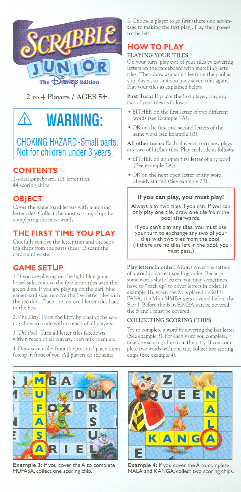 HASBRO Scrabble Jr. Disney Edition User Manual