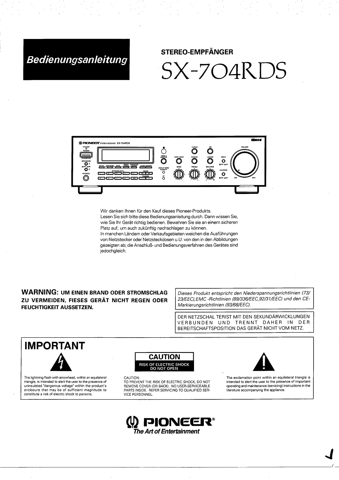 Pioneer SX-704RDS User Manual