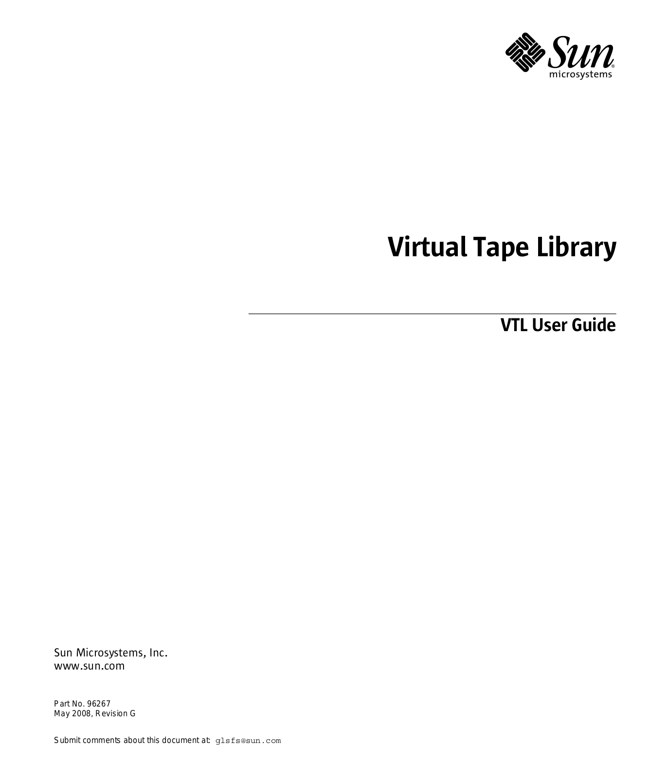 Sun Microsystems Virtual Tape Library User Manual