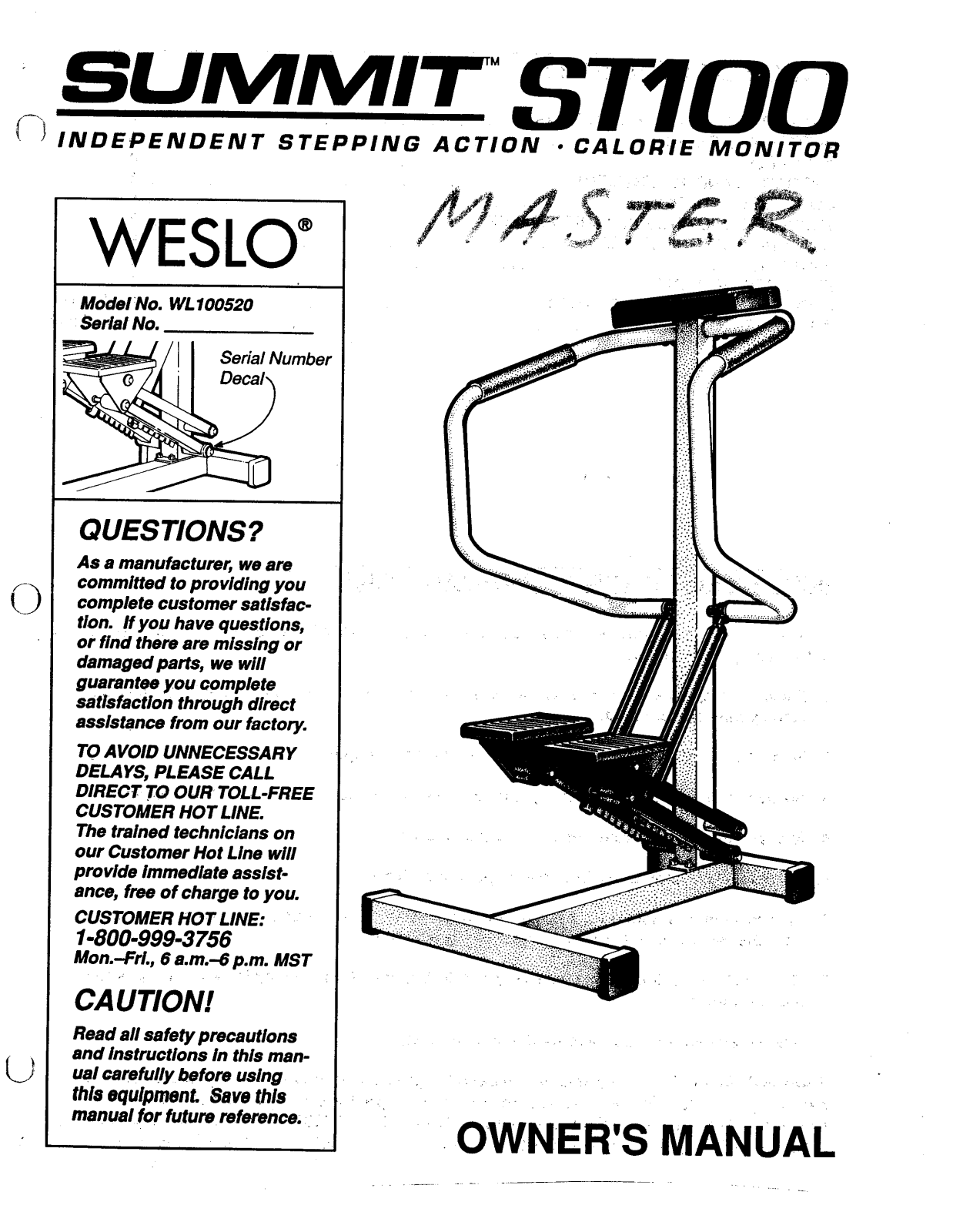 Weslo WL100520 User Manual