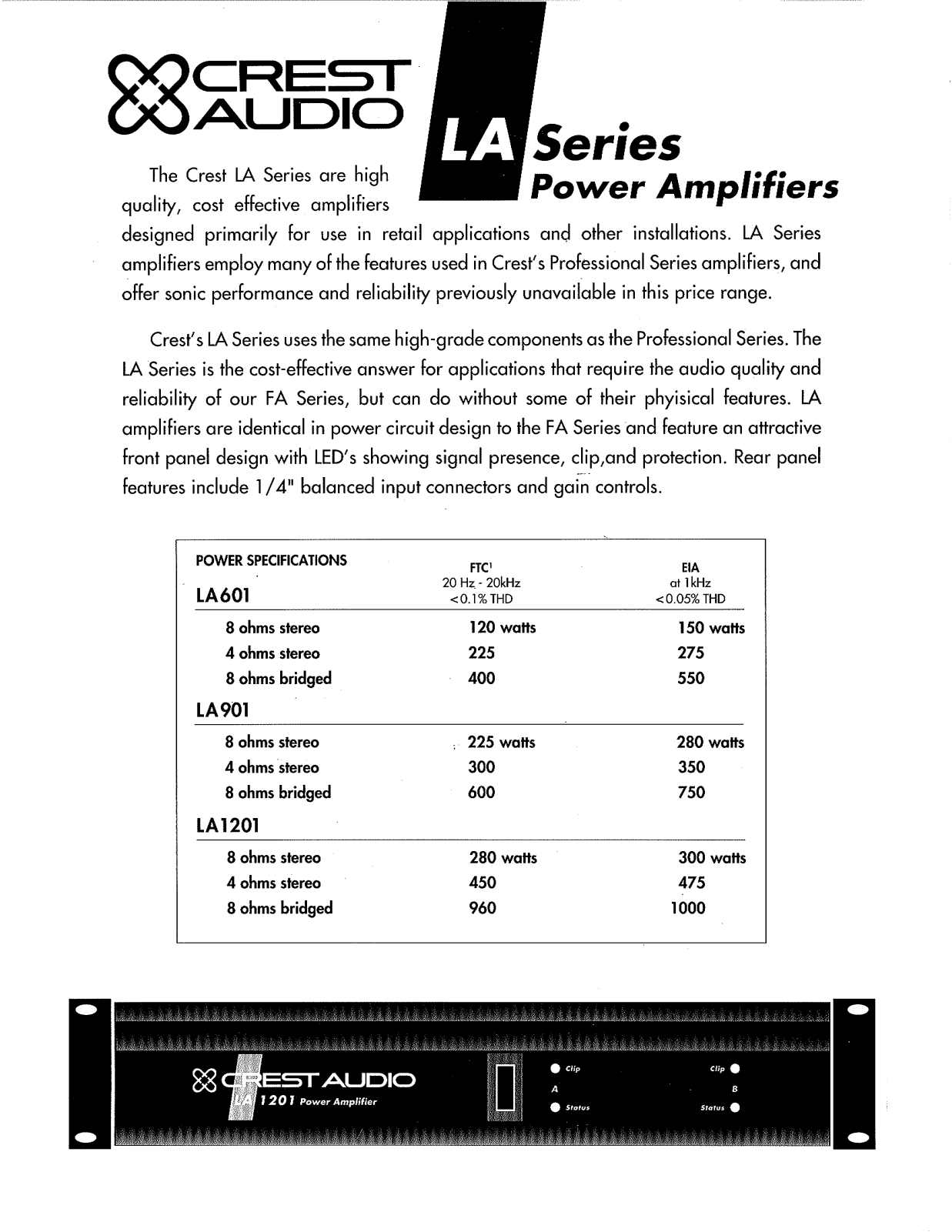 Crest la601 Specification