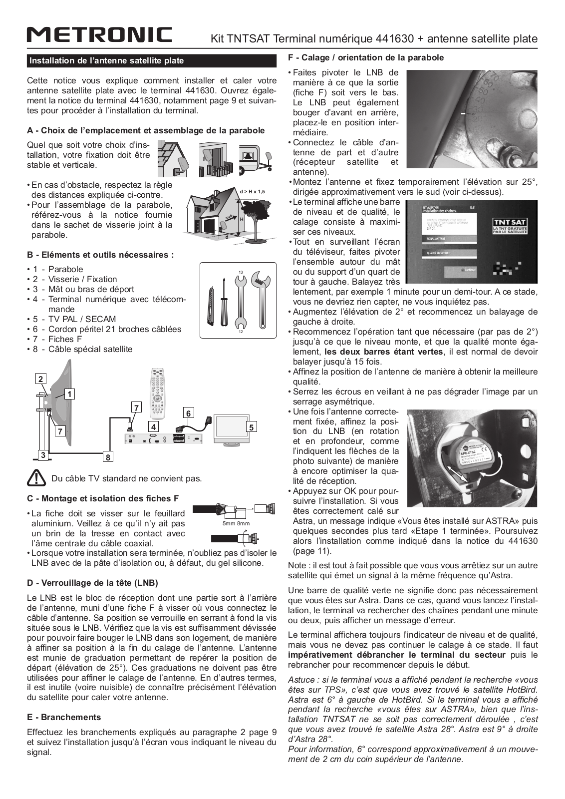 METRONIC KIT TNTSAT TERMINAL 441630 + PLATE User Manual