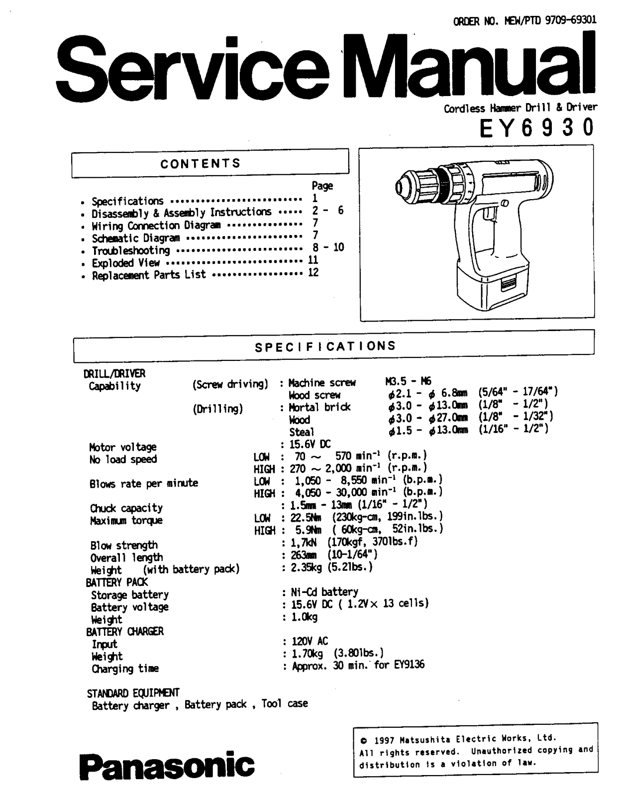 Panasonic EY6930 User Manual