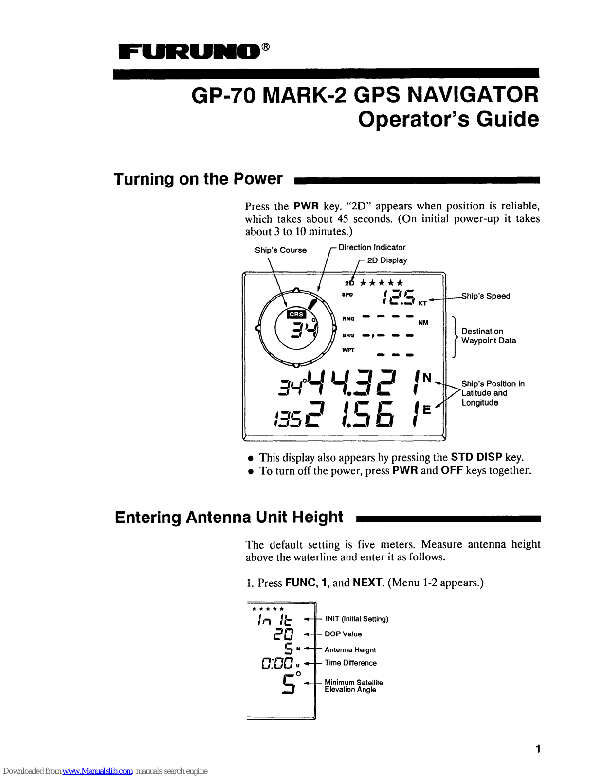 Furuno GP-70 Mark-2 Operator's Manual