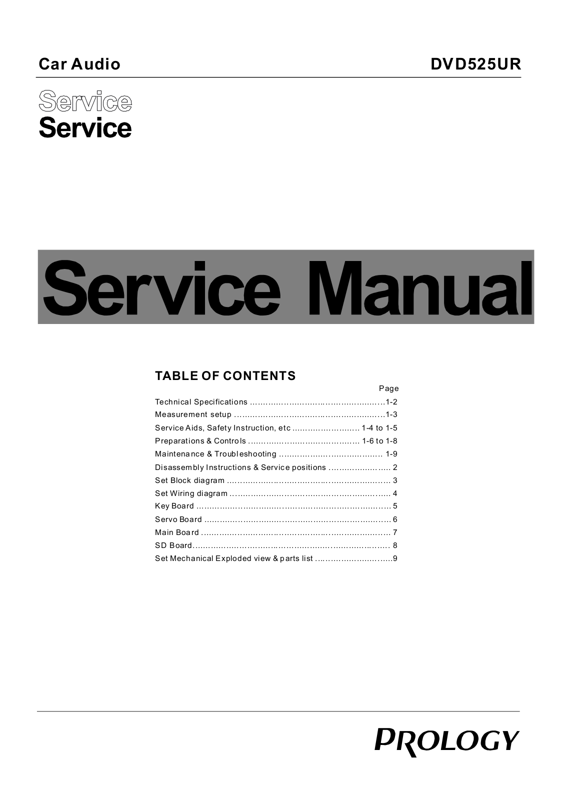 PROLOGY DVD-525UR Service Manual