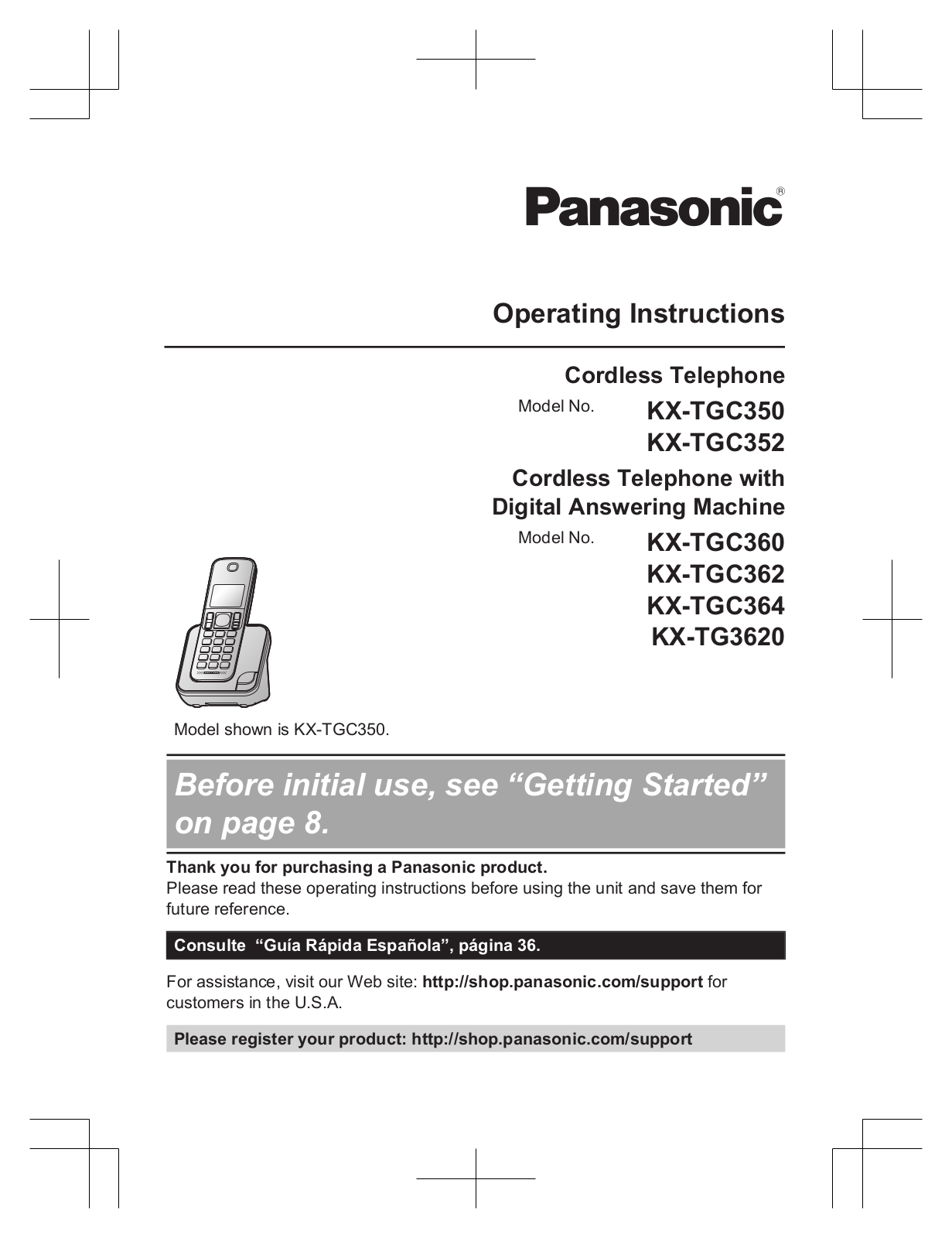 Panasonic kx-tgc350 Operation Manual