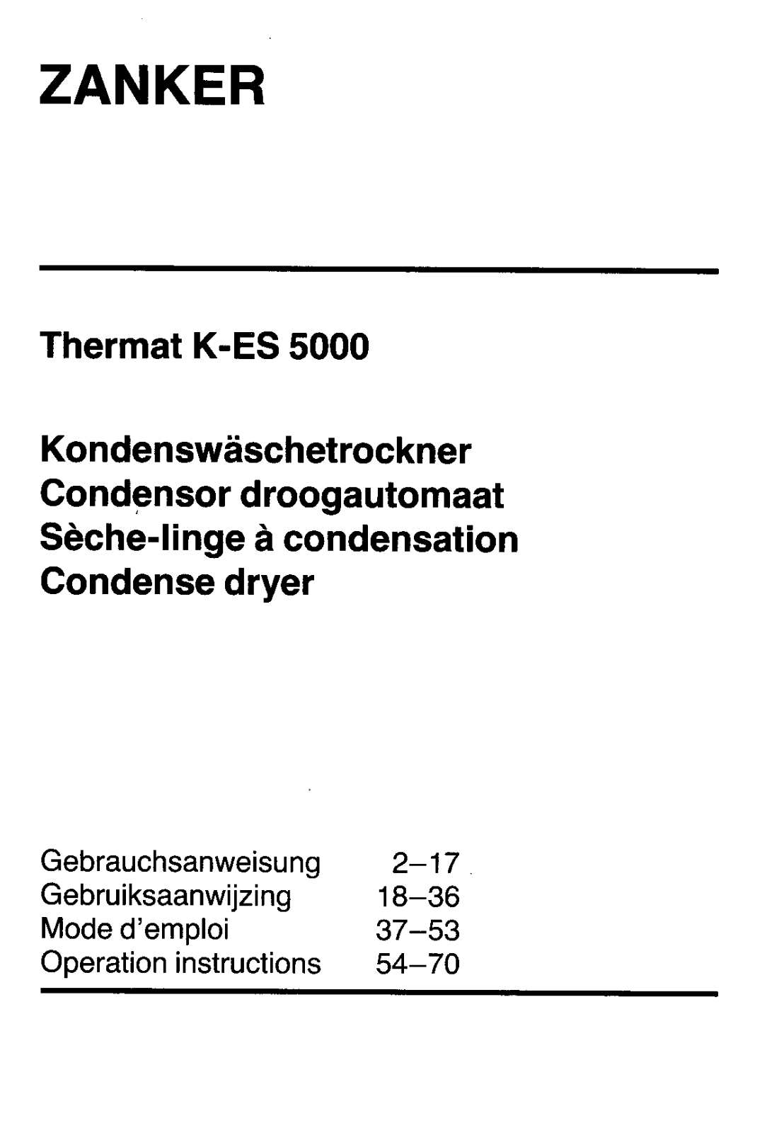 Zanker K-ES5000 User Manual