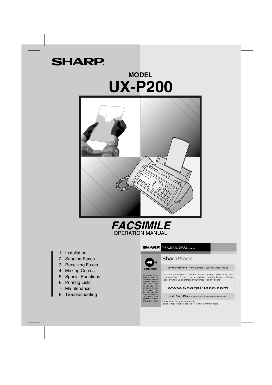 Sharp UX-P200 User Manual