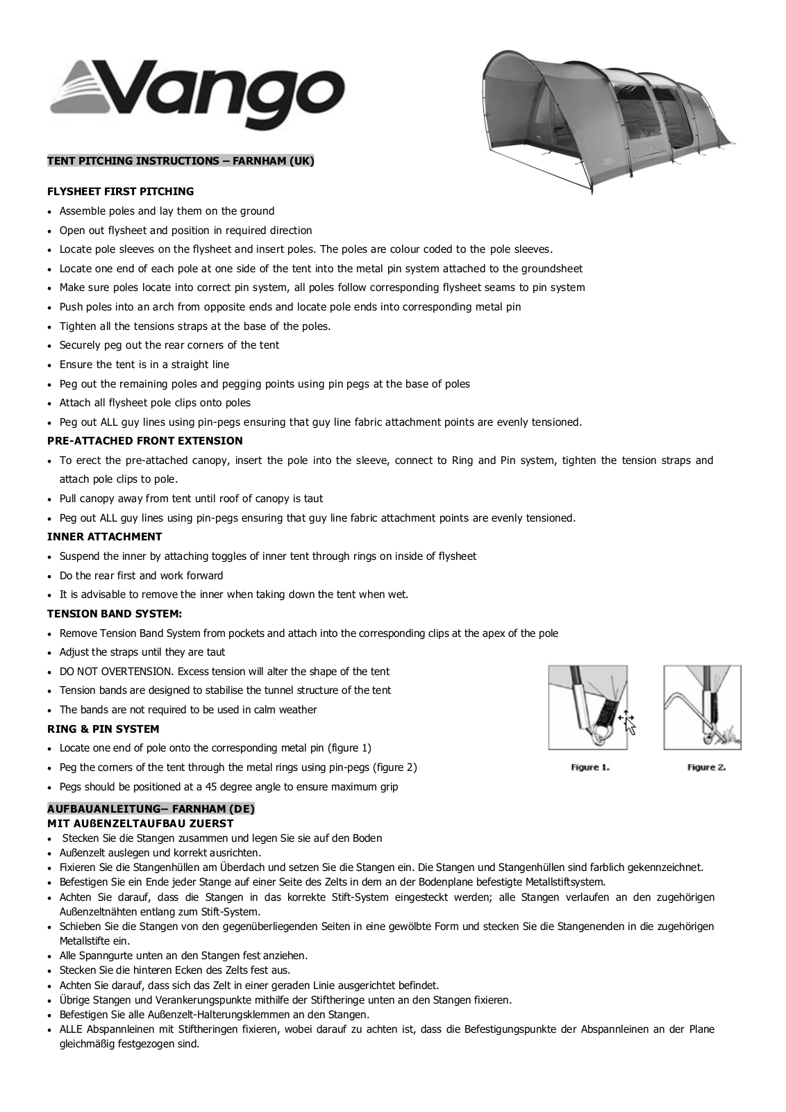 Vango Farnham 500, Farnham 600 User Manual