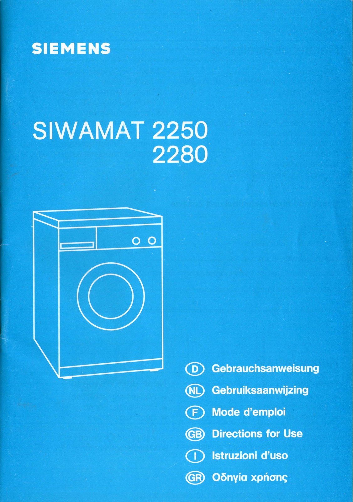 Siemens Siwamat 2250, Siwamat 2280 User Manual