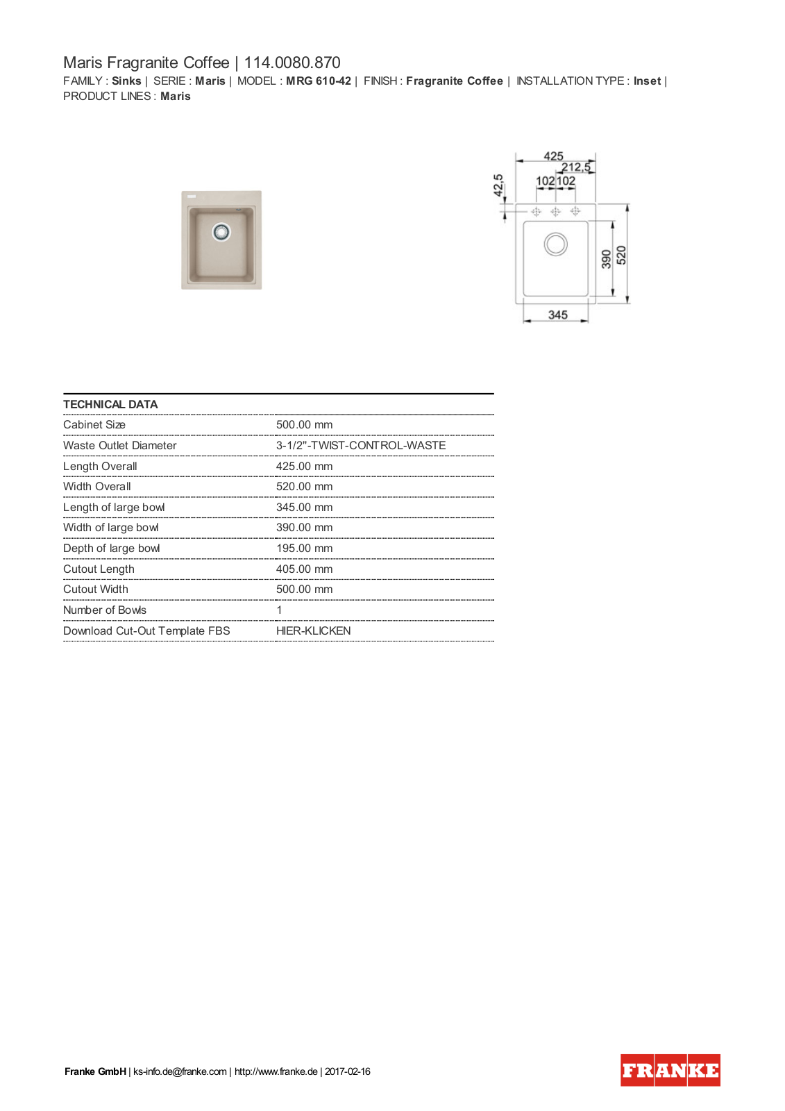 Franke 114.0080.870 Service Manual