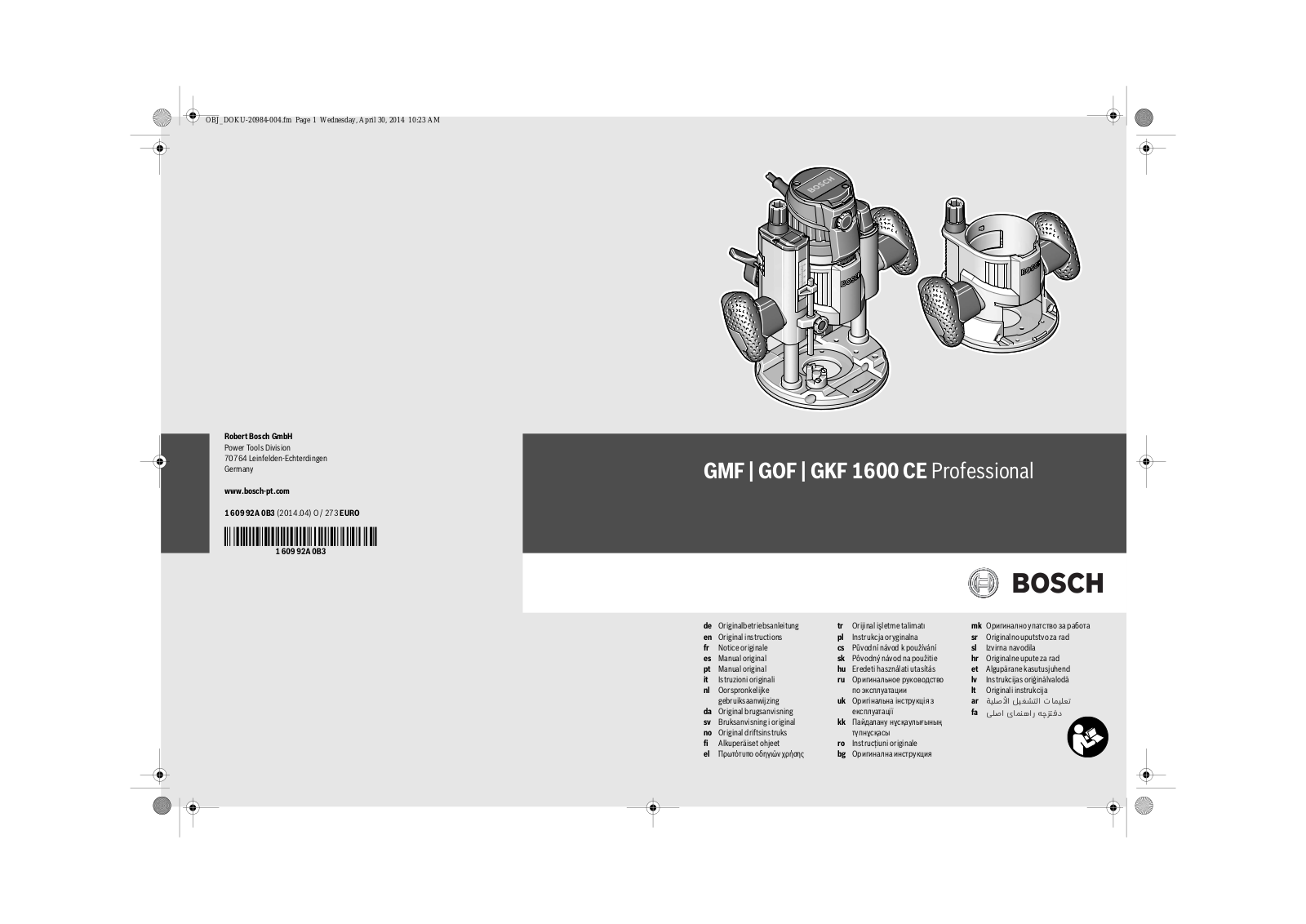 Bosch GOF 1600 CE L-BOXX User manual