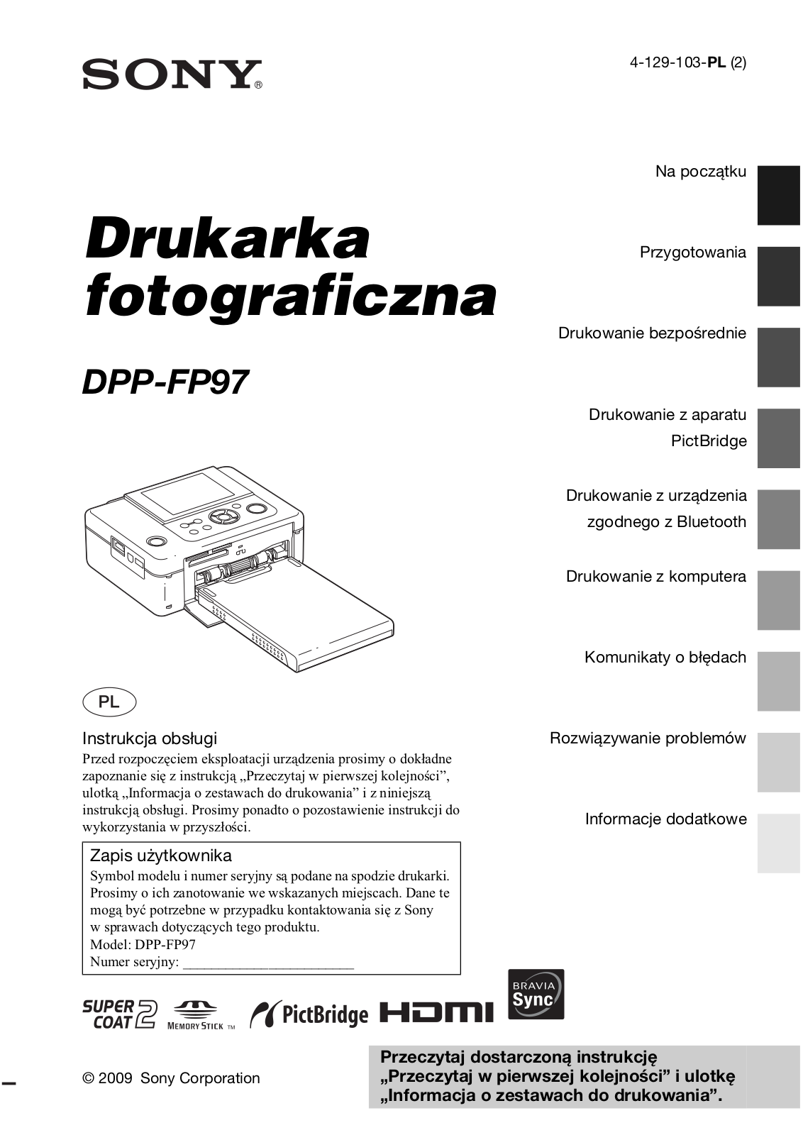 Sony DPP-FP97 User Manual