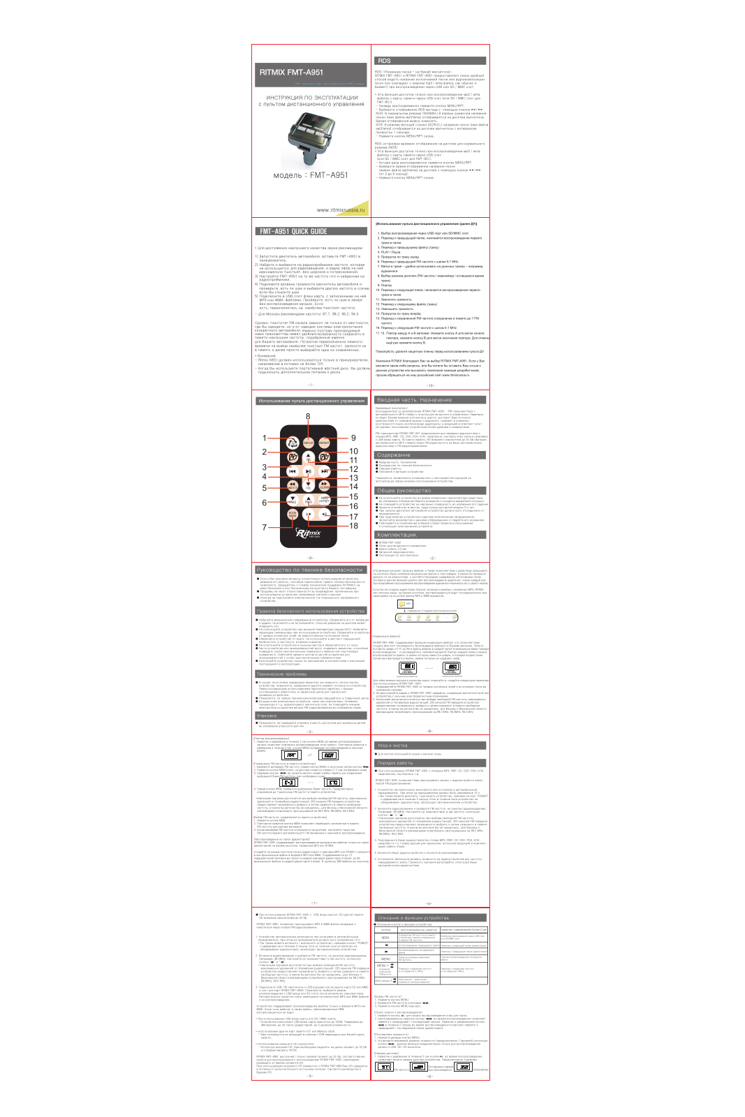 RITMIX FMT-A951 User Manual