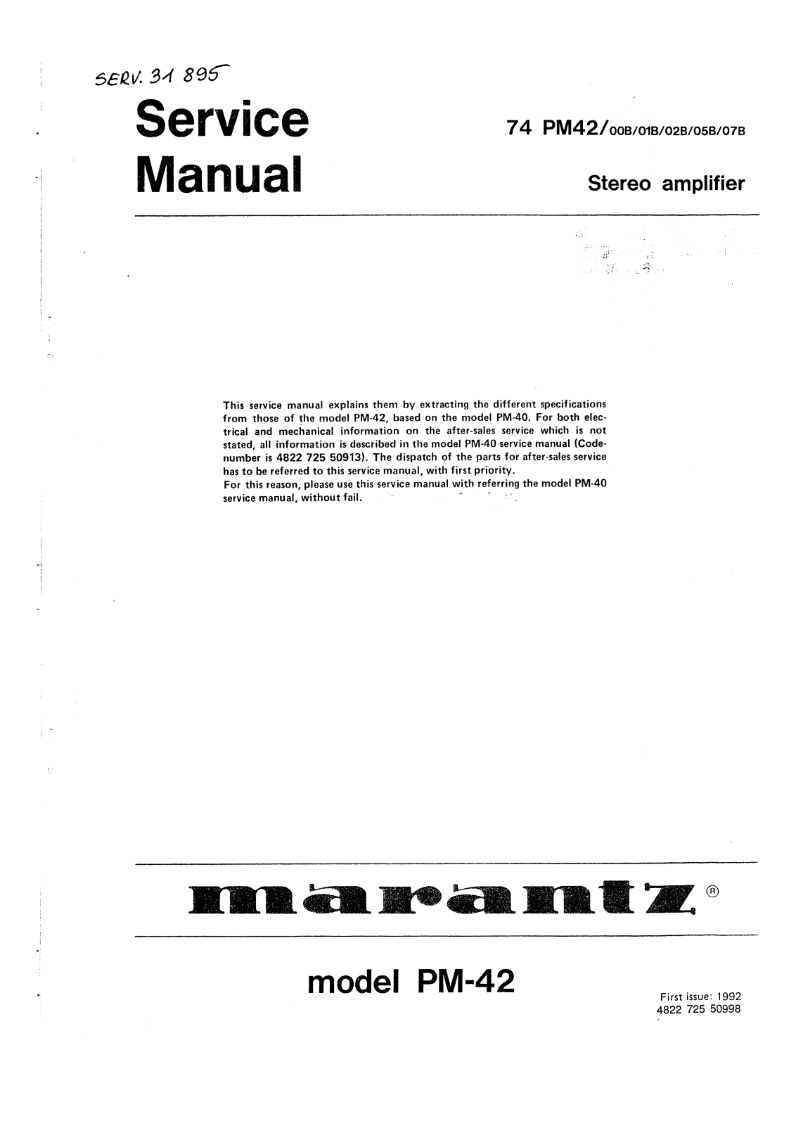 Marantz PM-42 Service Manual