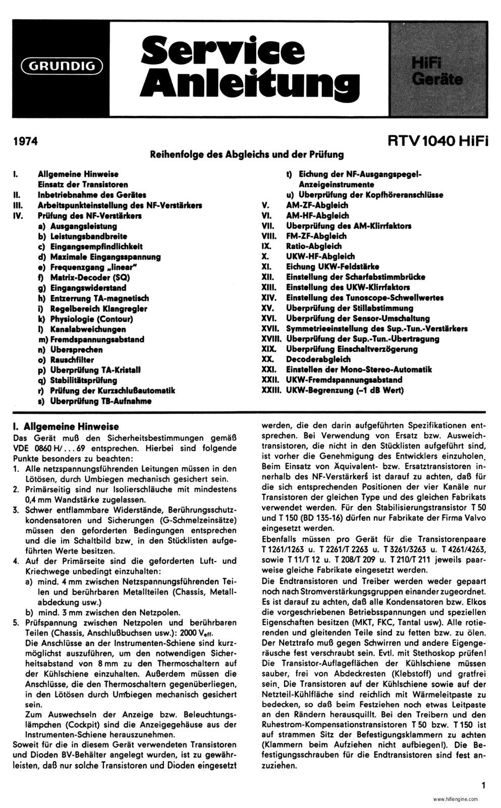 Grundig RTV-1040 Service Manual