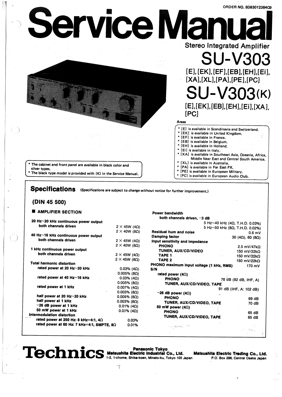Technics SU-V-303 Service Manual