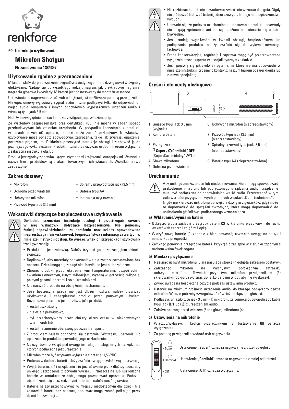 Renkforce 1384397 Operating Instructions