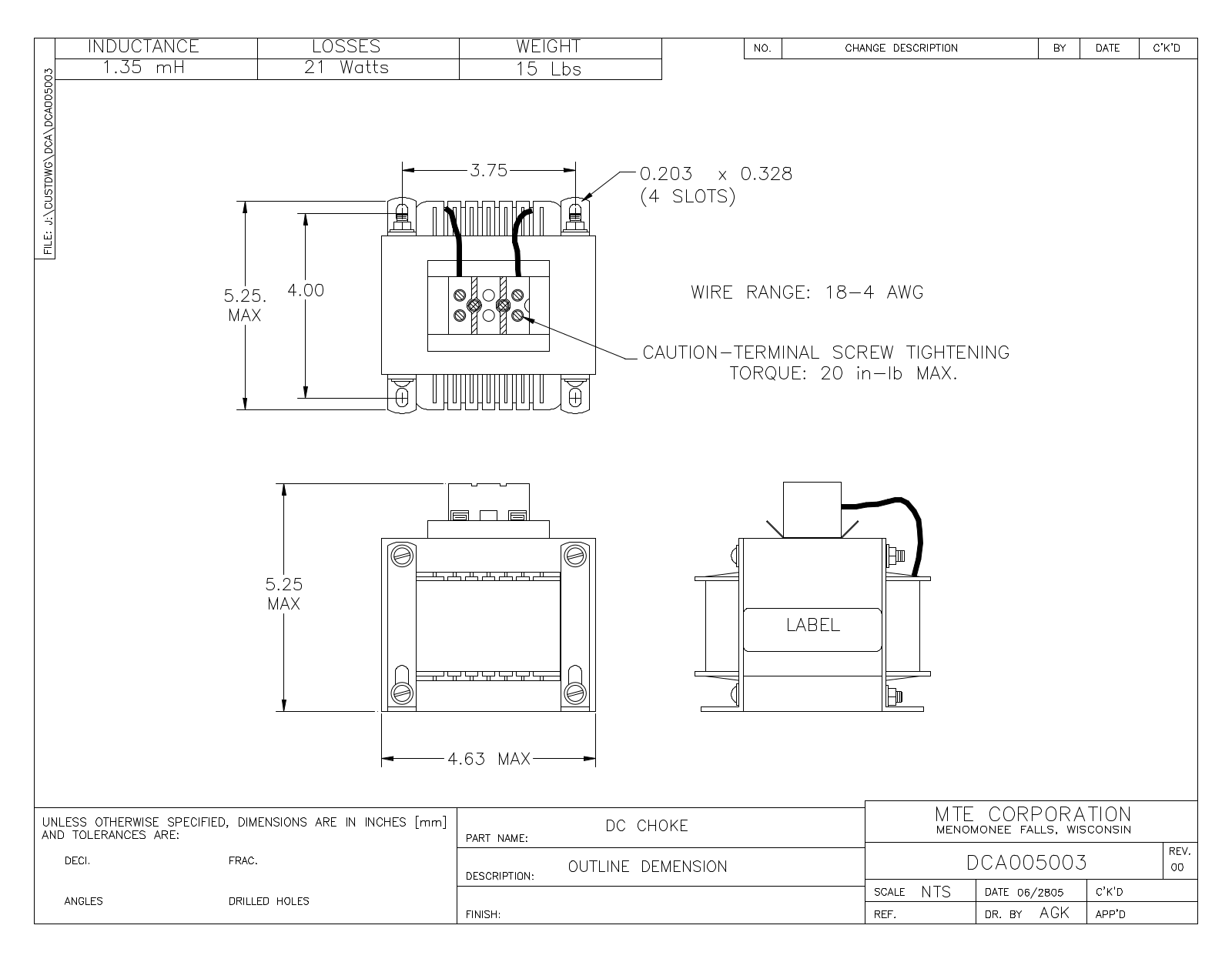 MTE DCA005003 CAD Drawings