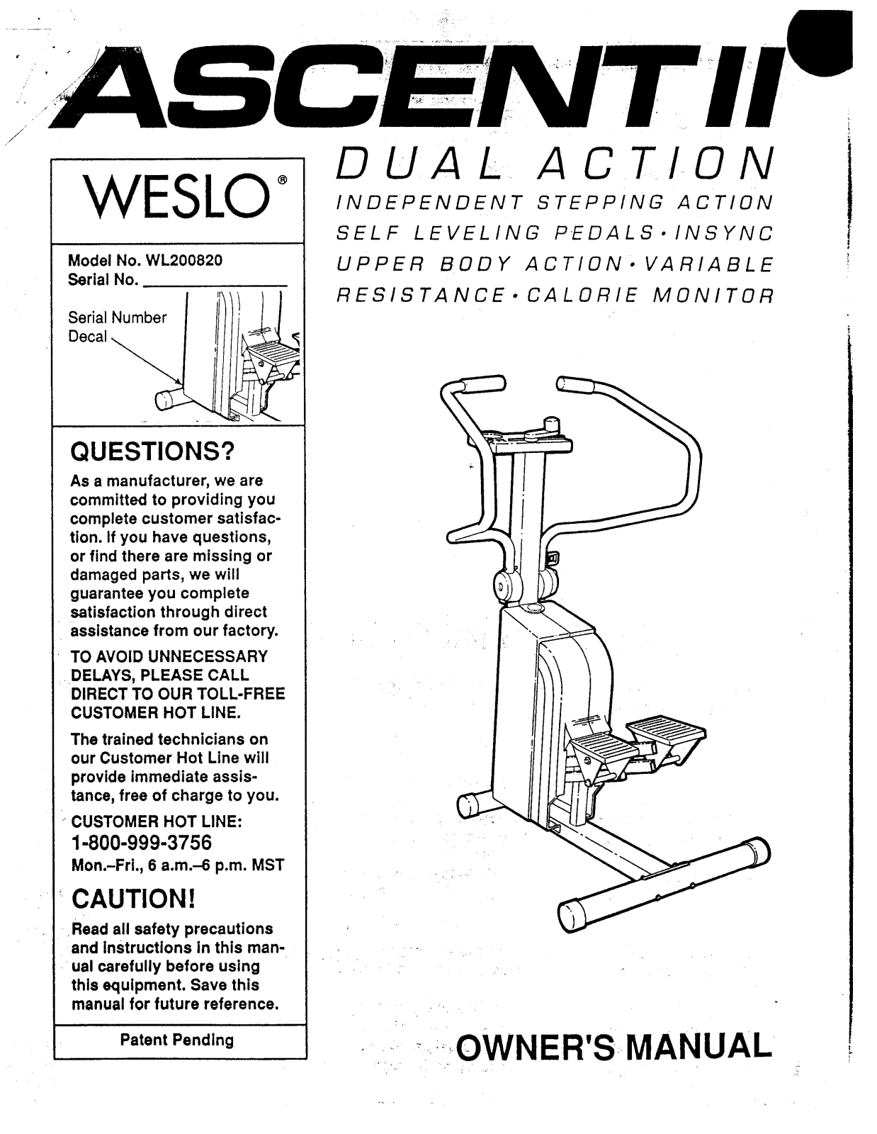 Weslo WL200820 Owner's Manual