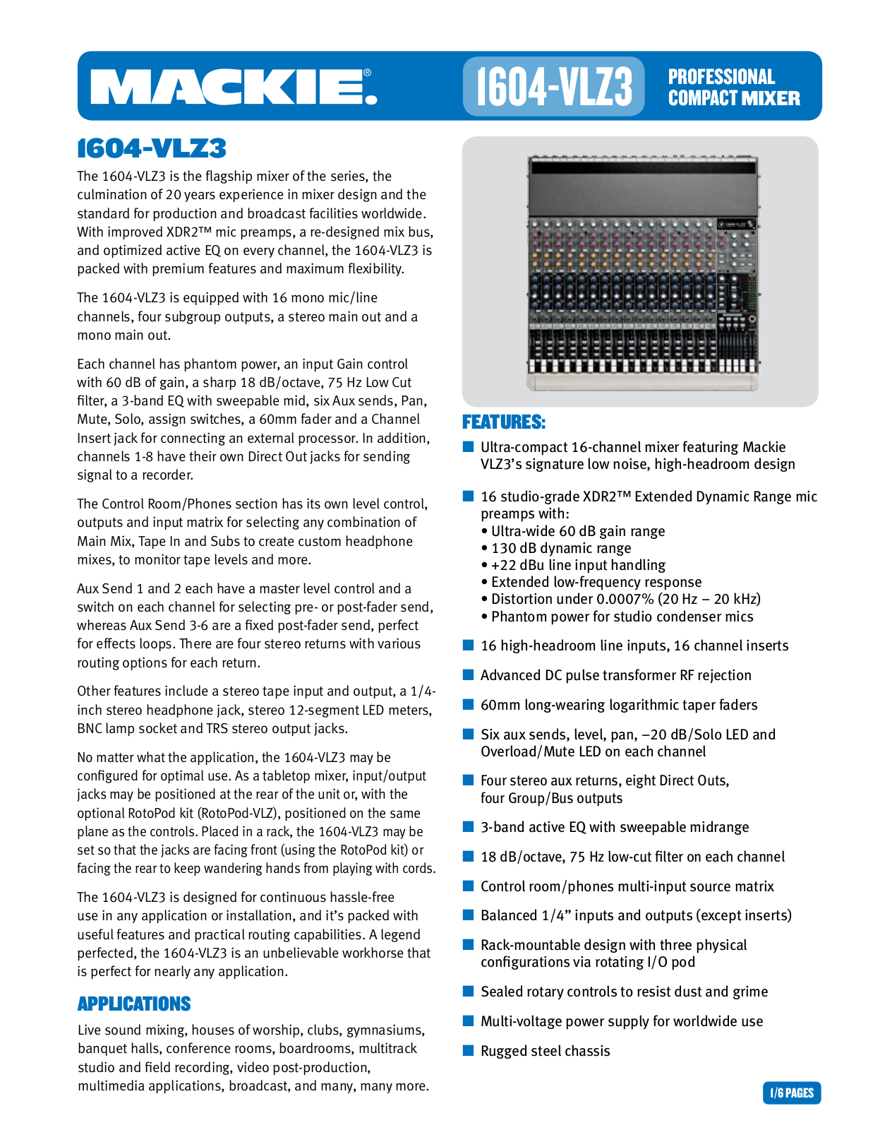 Mackie 1604-VLZ3 Owner's Manual