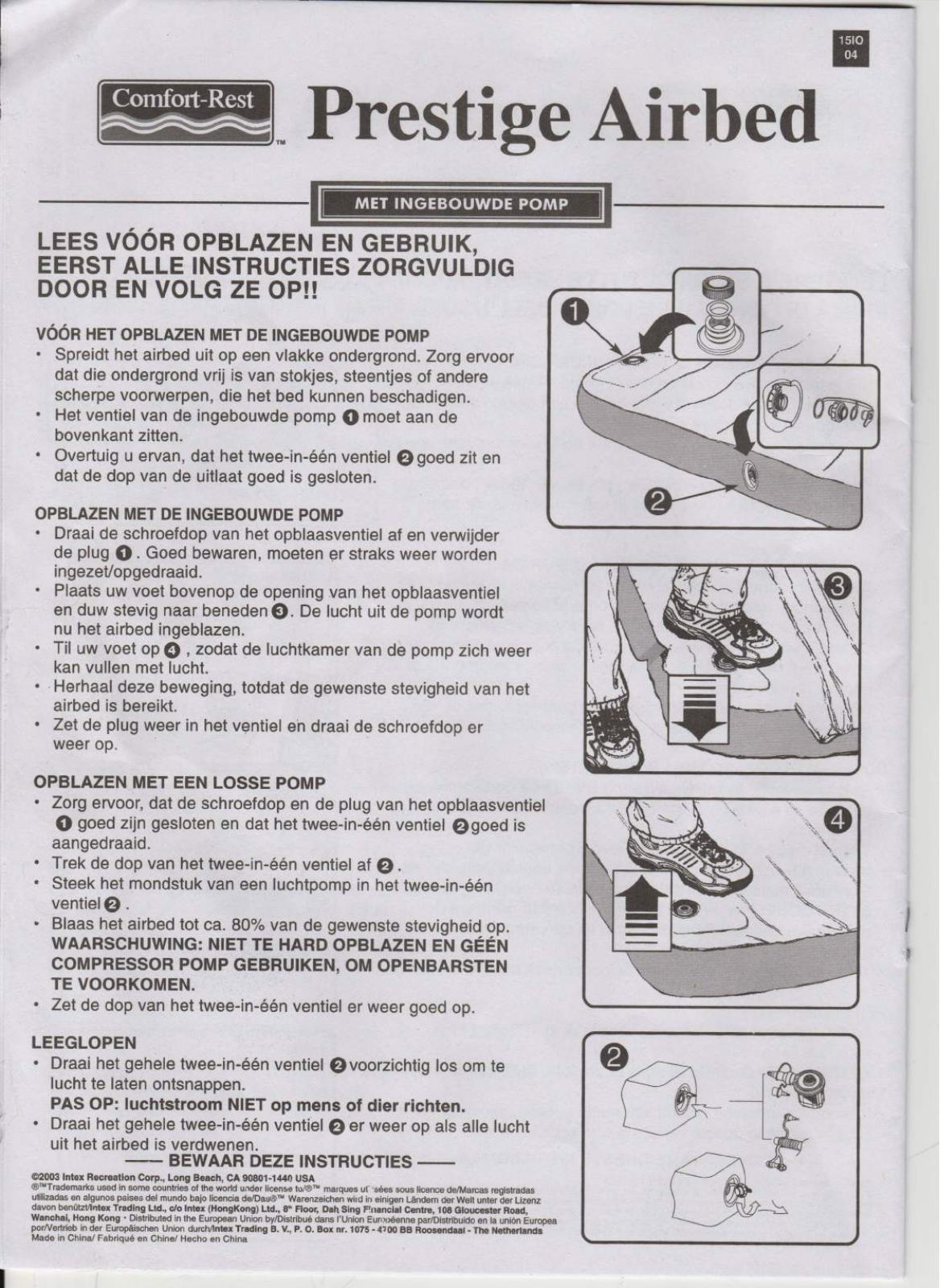 Intex Comfort Rest Prestige User Manual