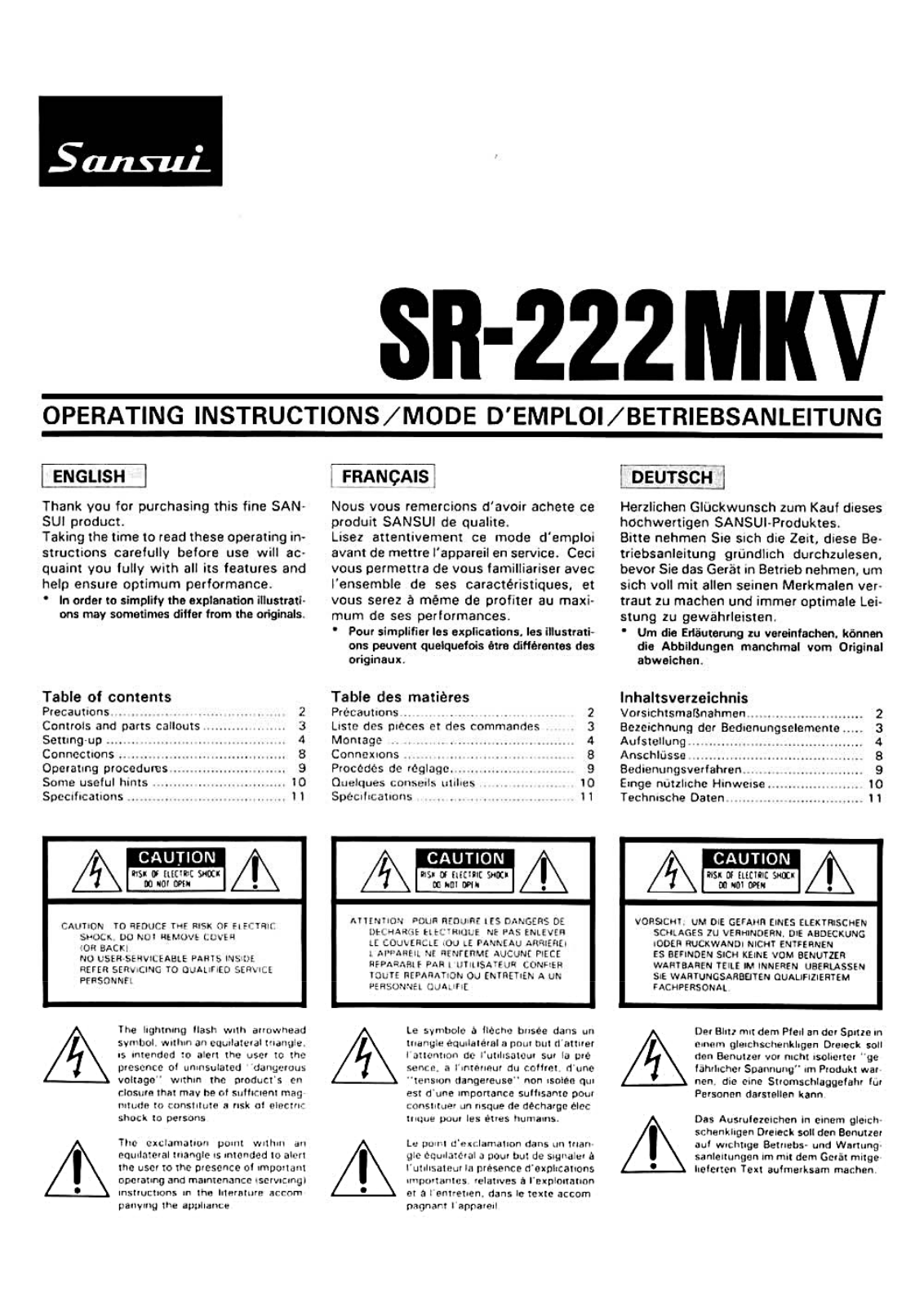 Sansui SR-222-Mk-V Owners Manual