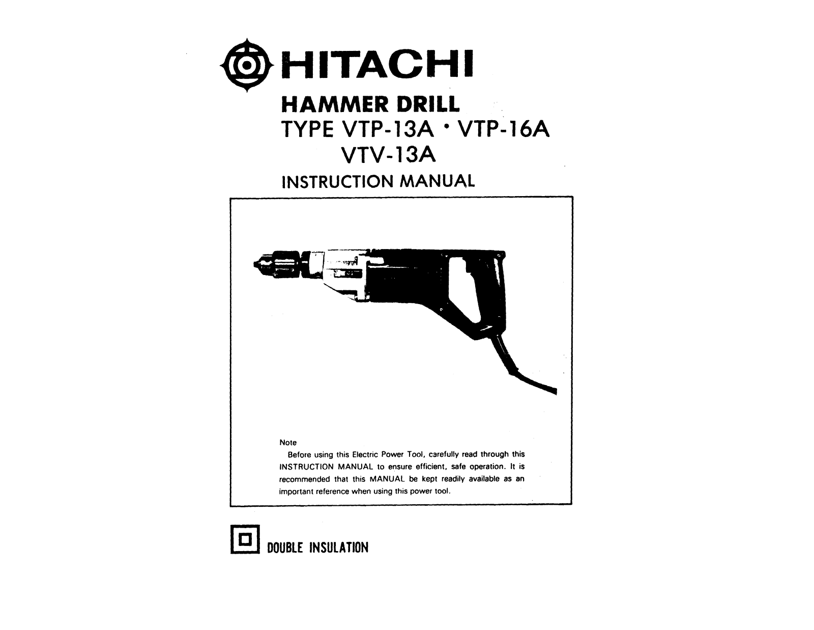 Hitachi VTV13A, VTP16A, VTP13A User Manual