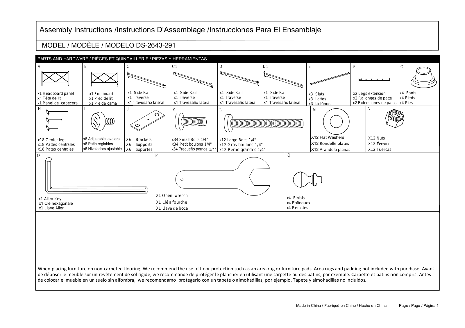 HomeFare DS2643291 Assembly Guide