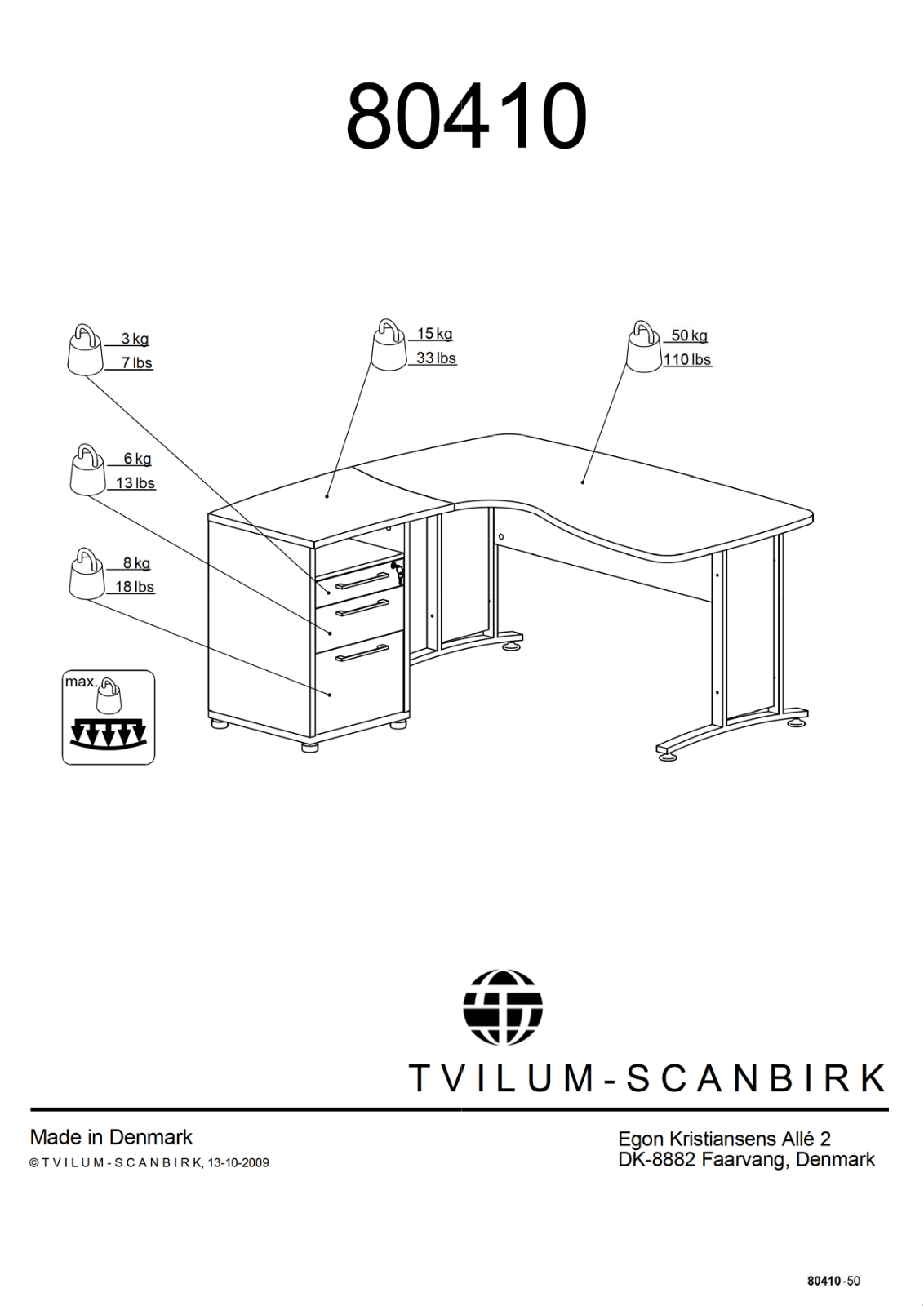 Tvilum 80410 User Manual