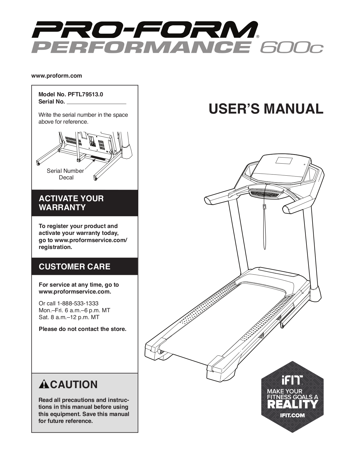 ProForm PFTL795131, PFTL795130, PERFORMANCE 600c Owner's Manual