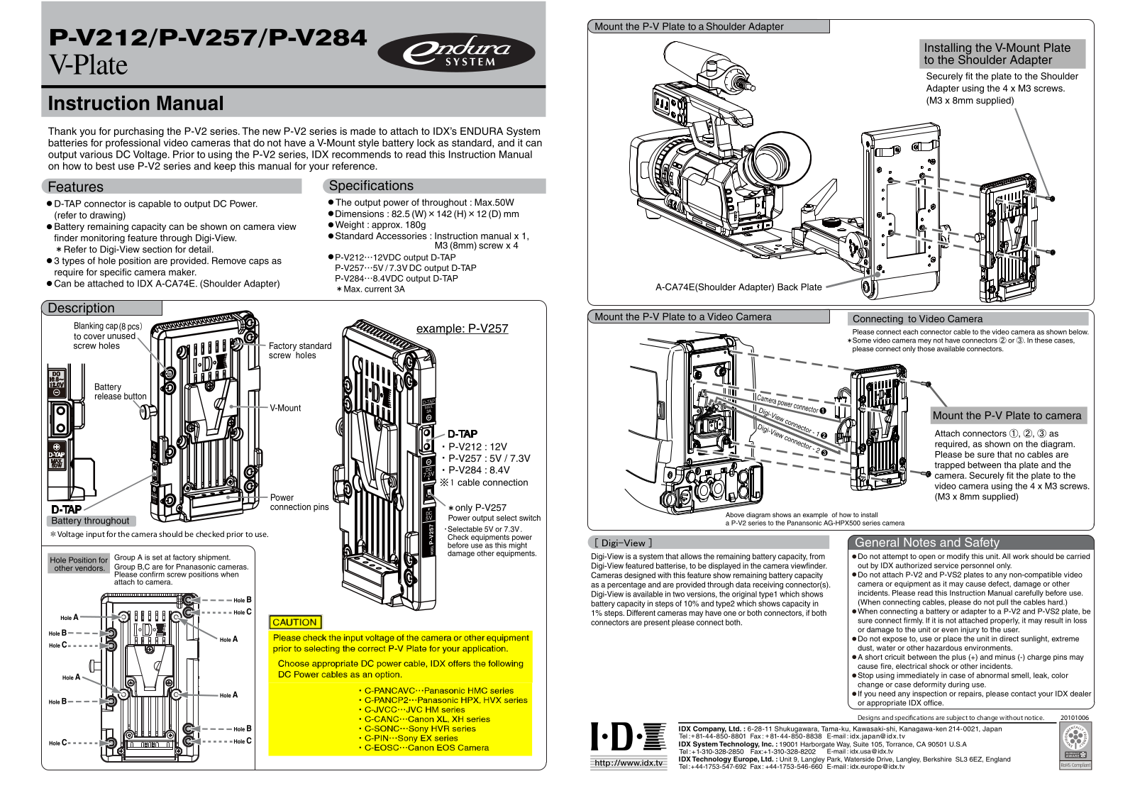 IDX Technology P-V284 Operation Guide