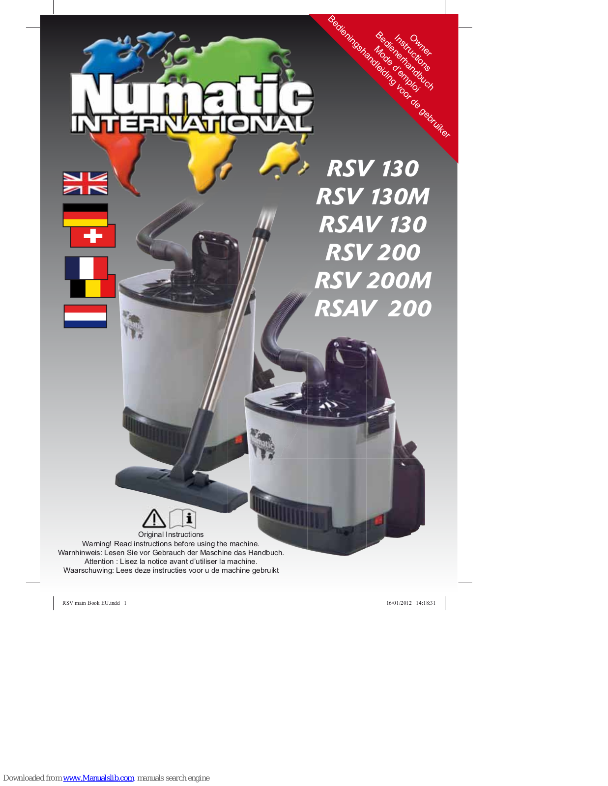 Numatic RSV 130, RSAV 130, RSV 200, RSAV 200, RSV 200M Owner's Manual