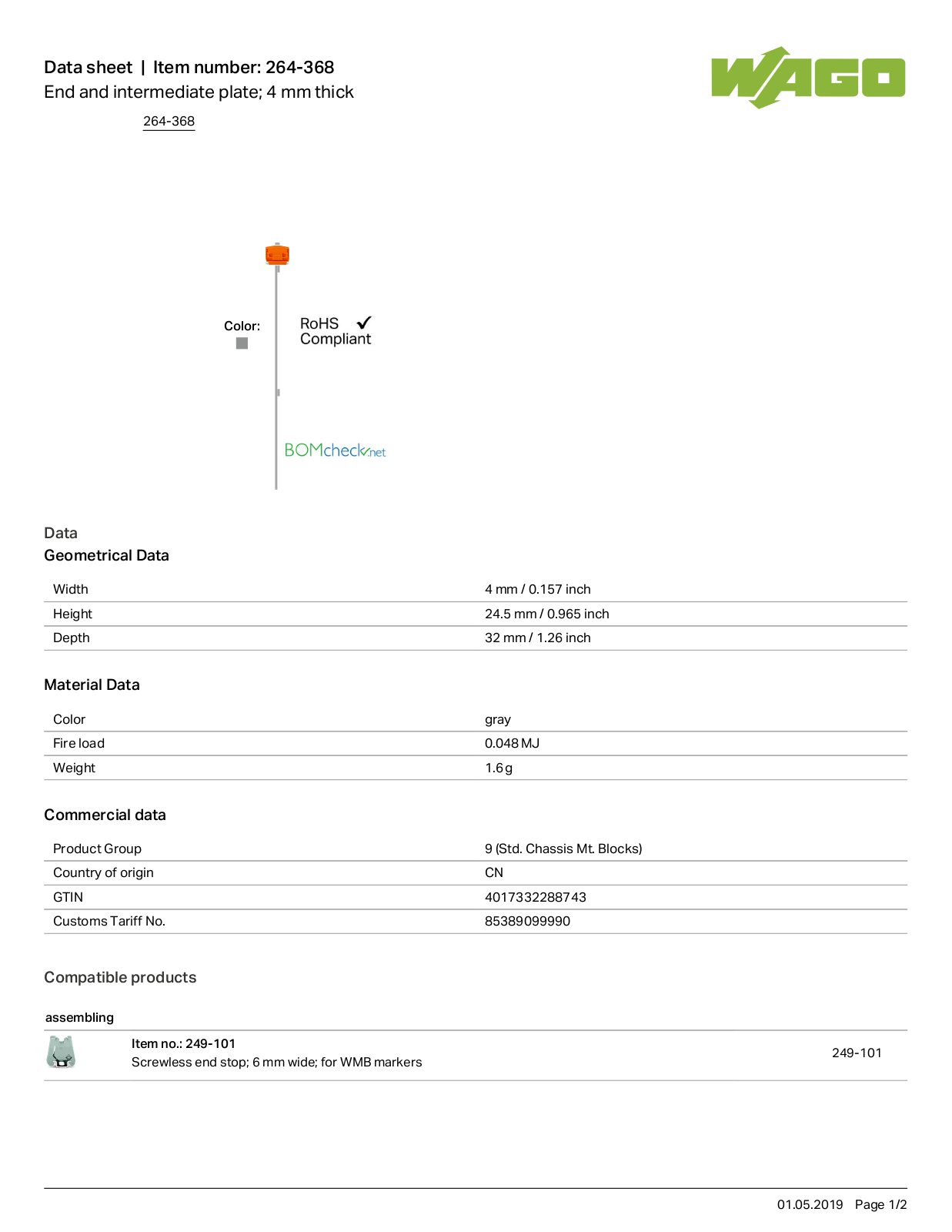 Wago 264-368 Data Sheet