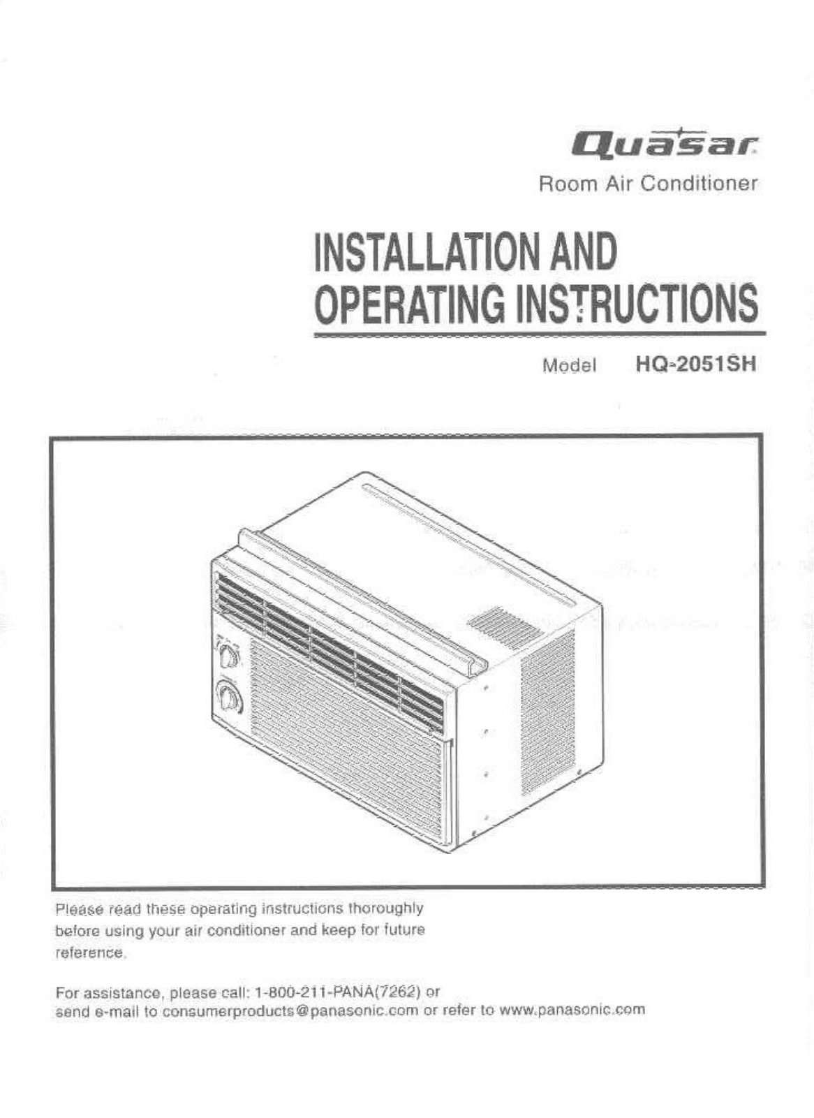 Panasonic hq-2051sh Operation Manual