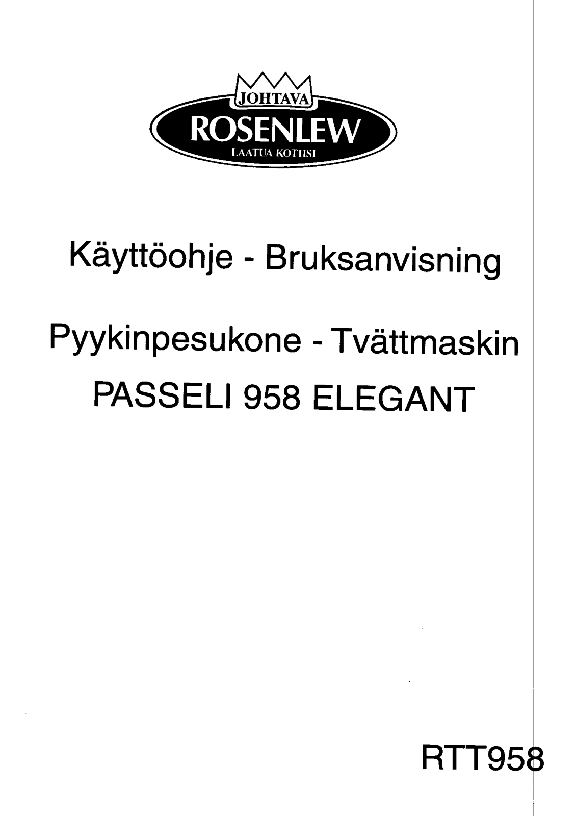 Rosenlew RTT958 User Manual