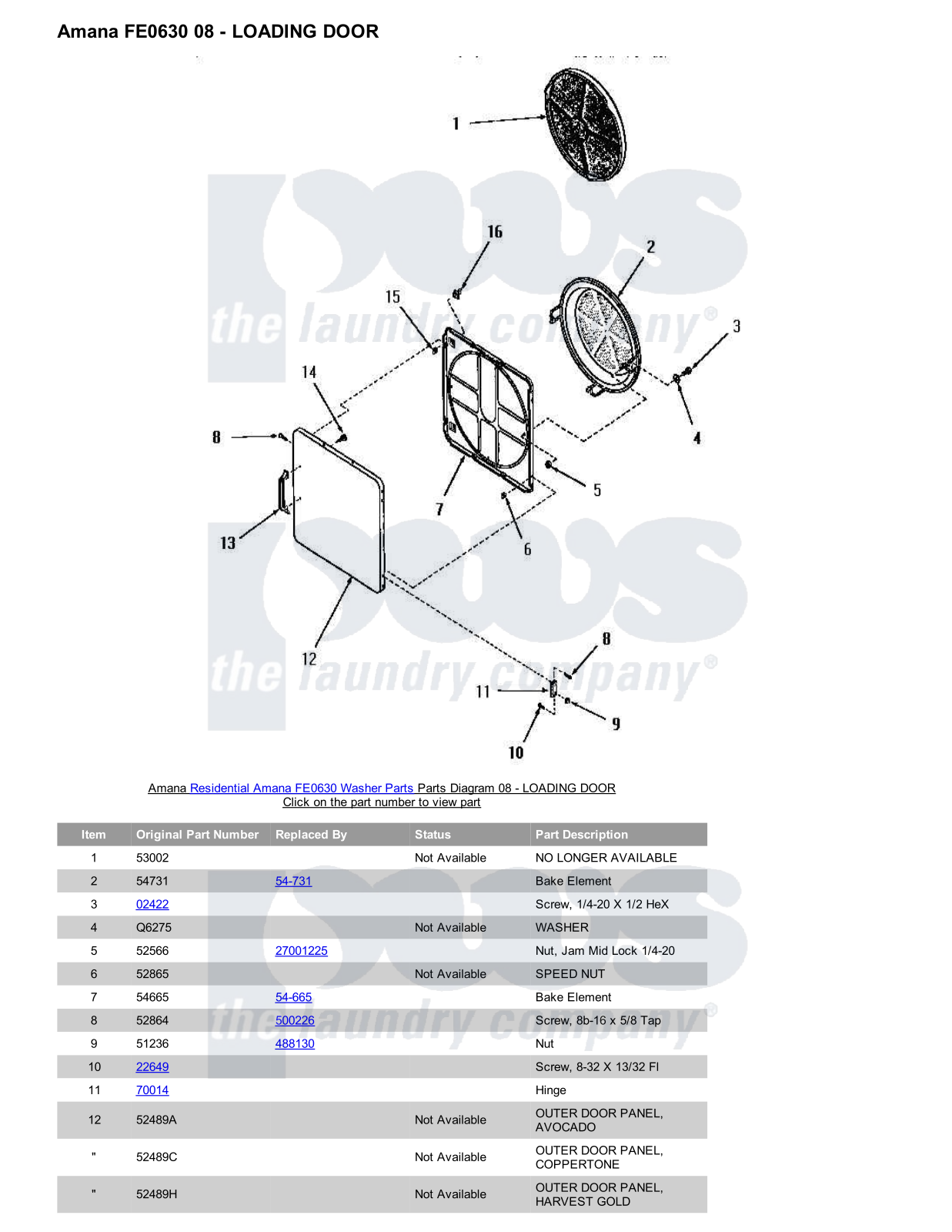 Amana FE0630 Parts Diagram