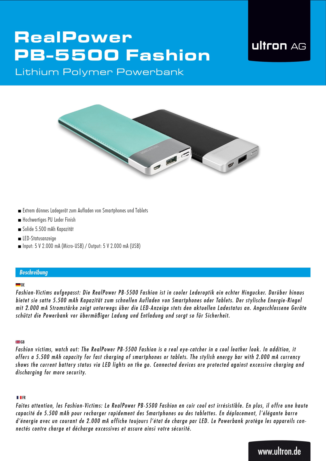 Ultron PB-5500 User Manual