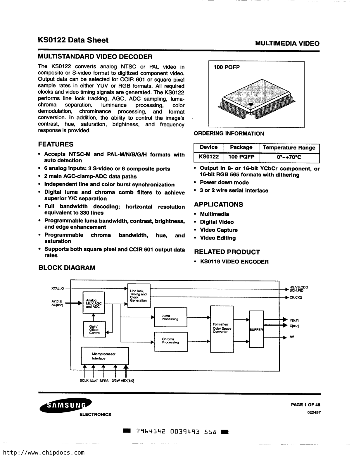 Samsung KS0122 Datasheet