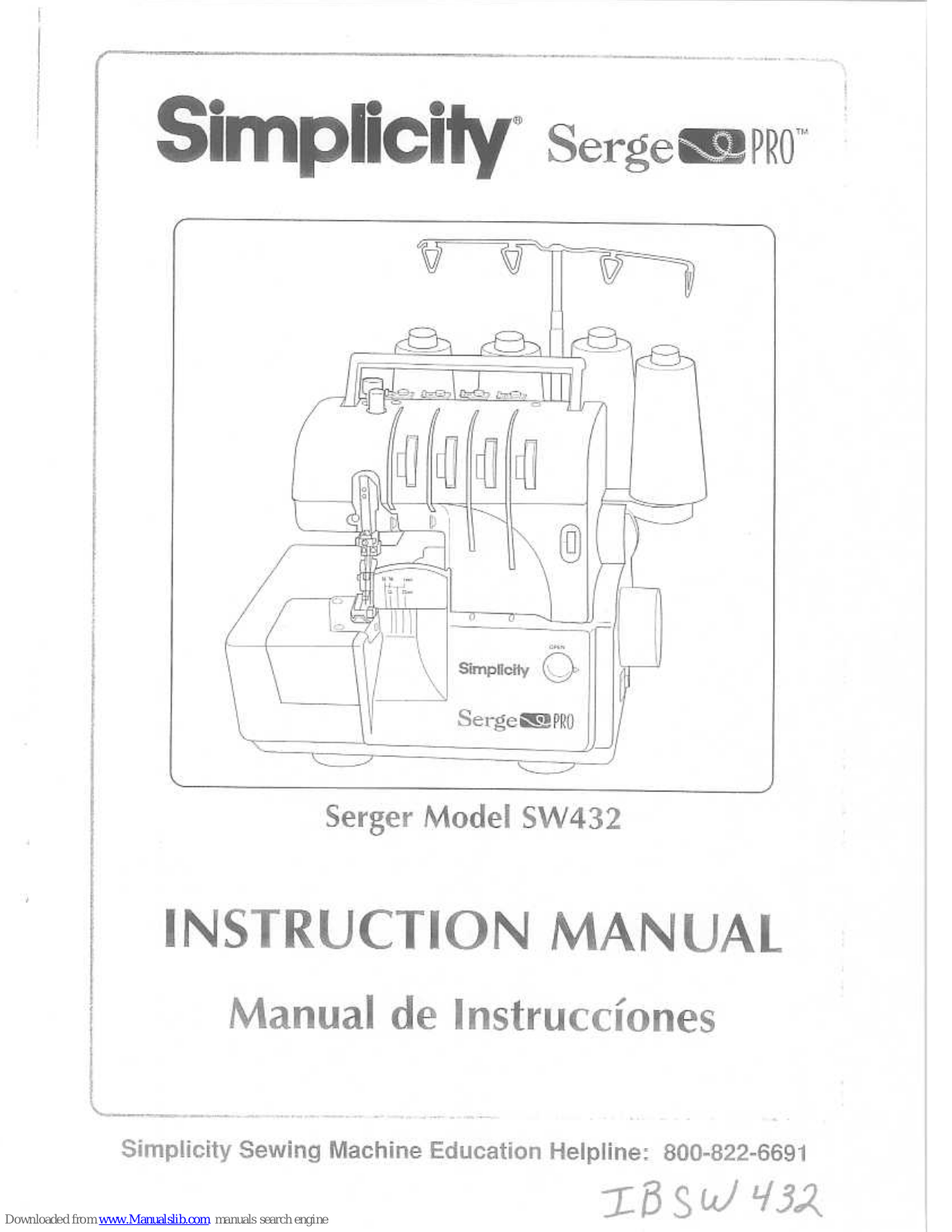 Simplicity Serge Pro SW432 Instruction Manual