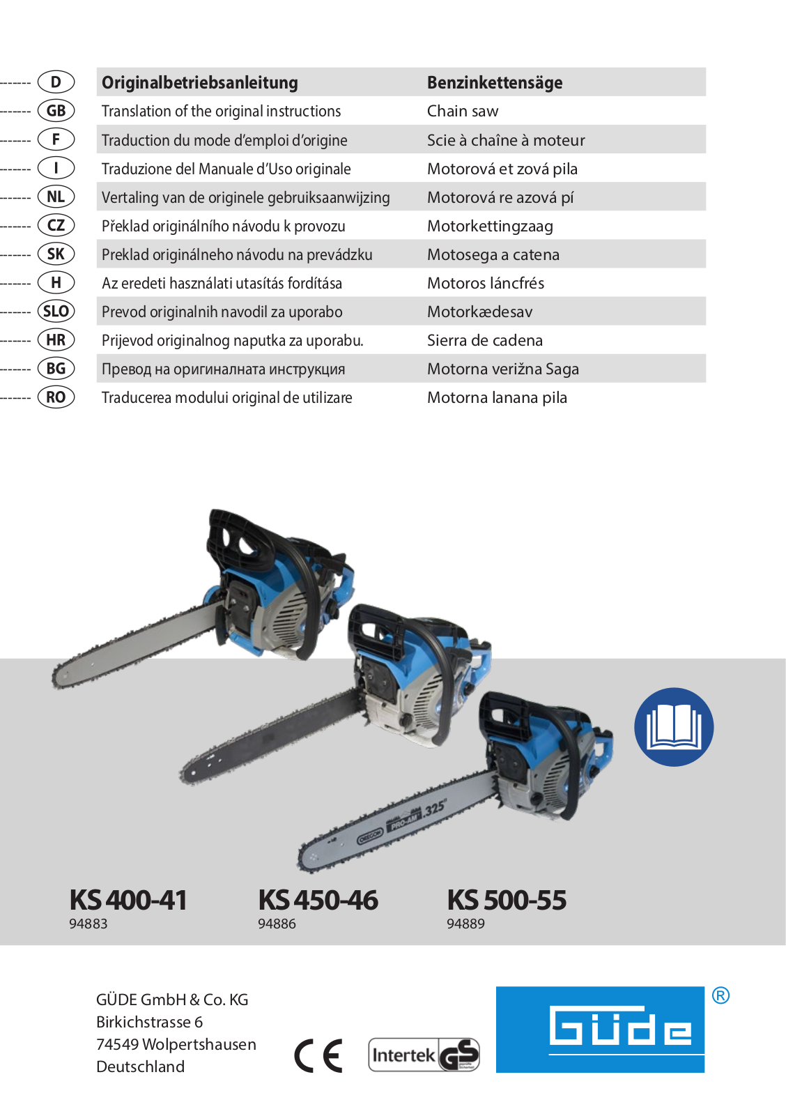 Güde KS 400-41, KS 450-46, KS 500-55 operation manual