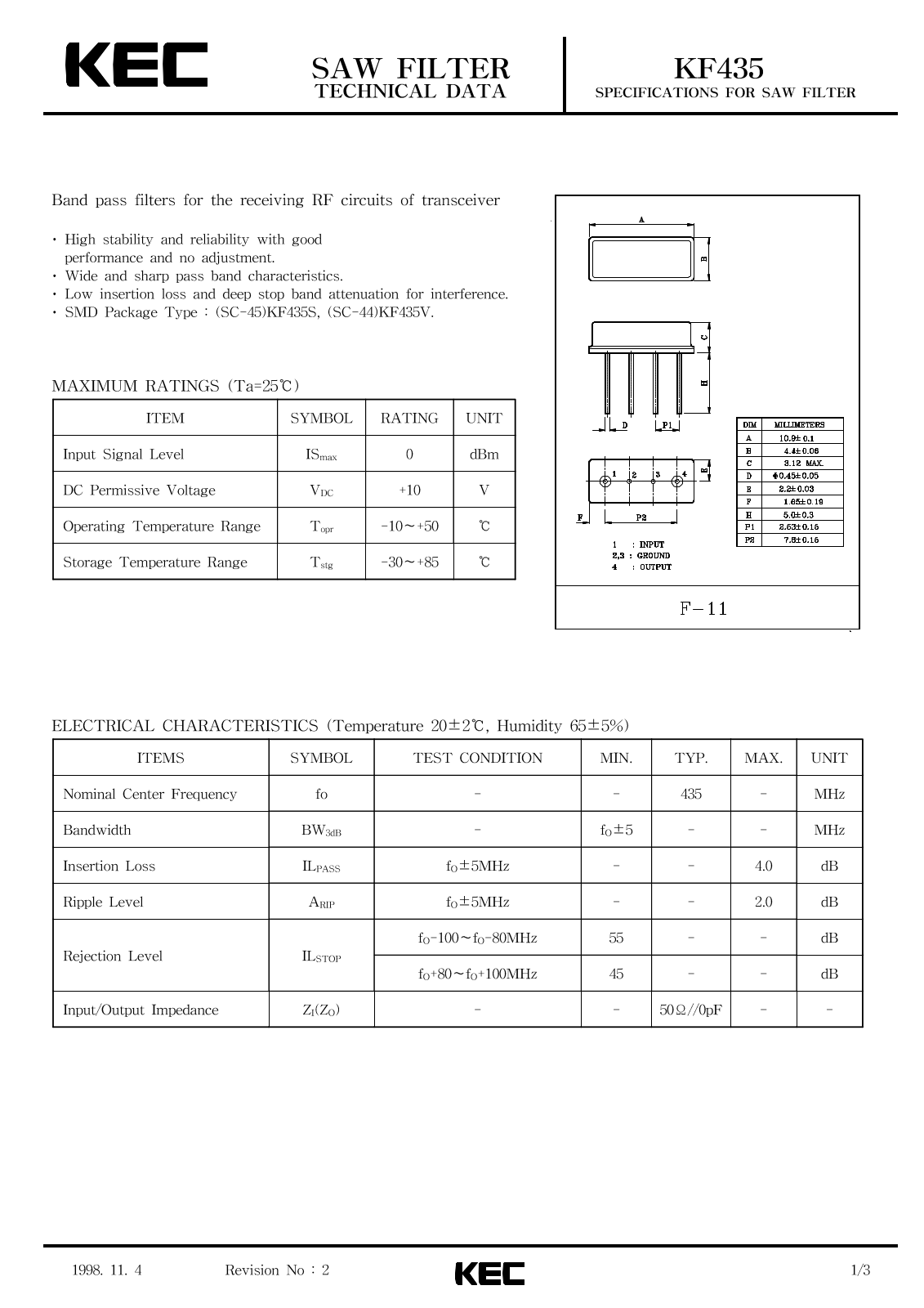 KEC KF435 Datasheet