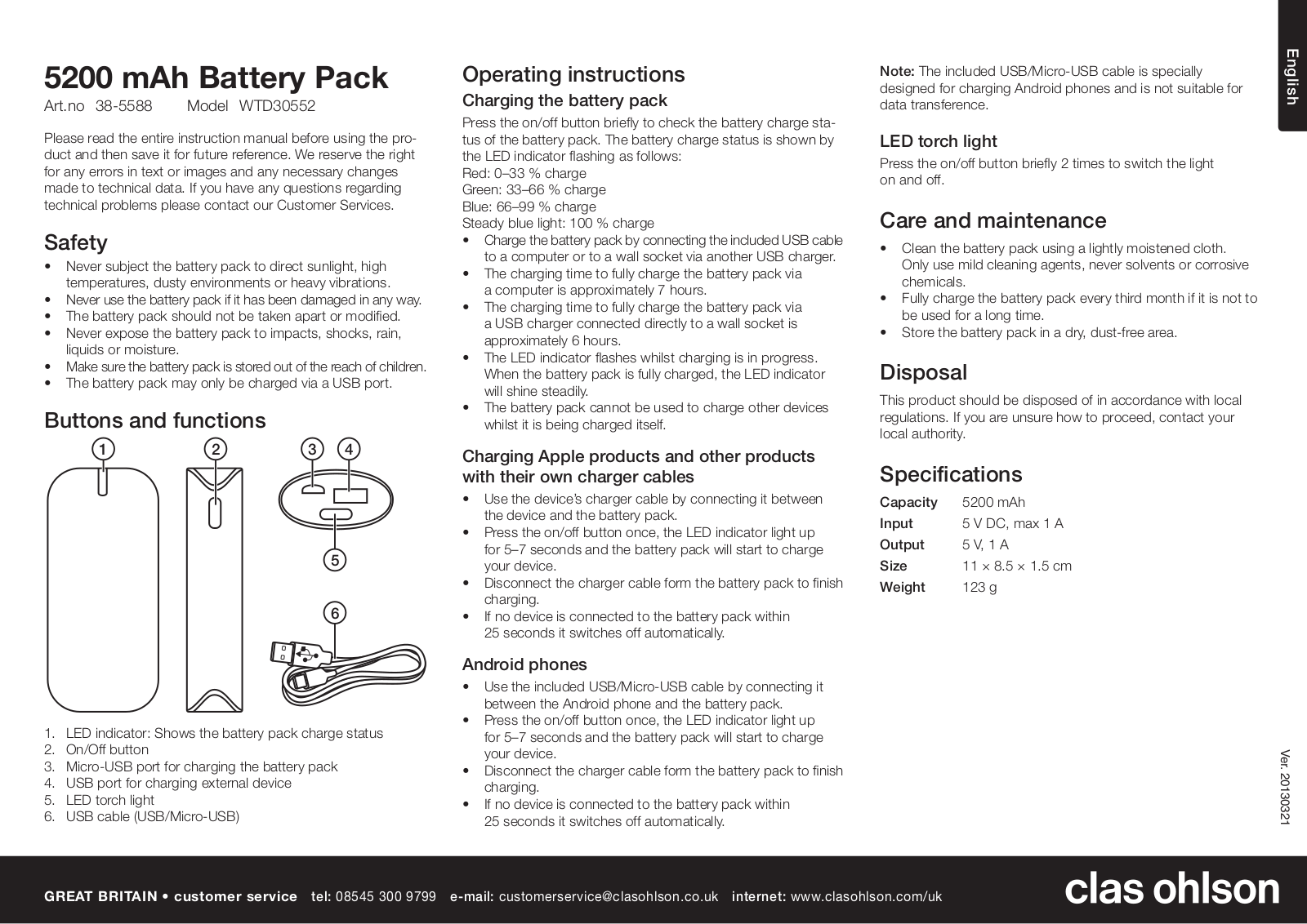 Clas Ohlson WTF30552 User Manual