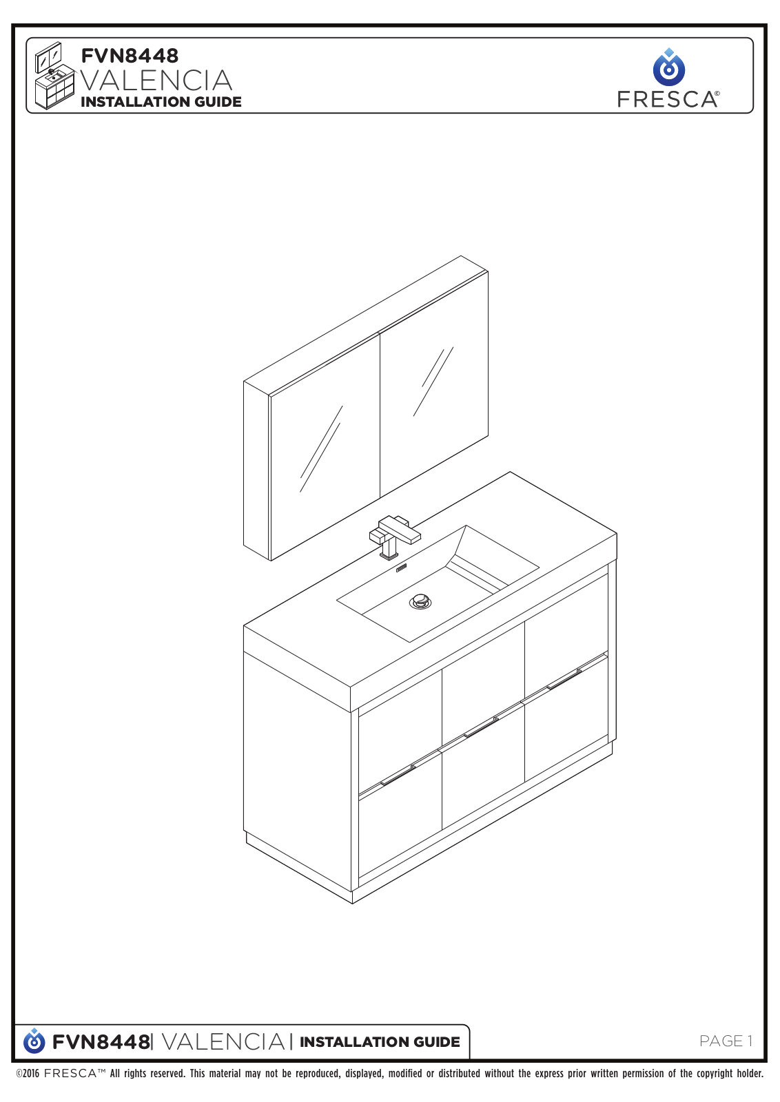 Fresca FCB8448WHI Installation Manual