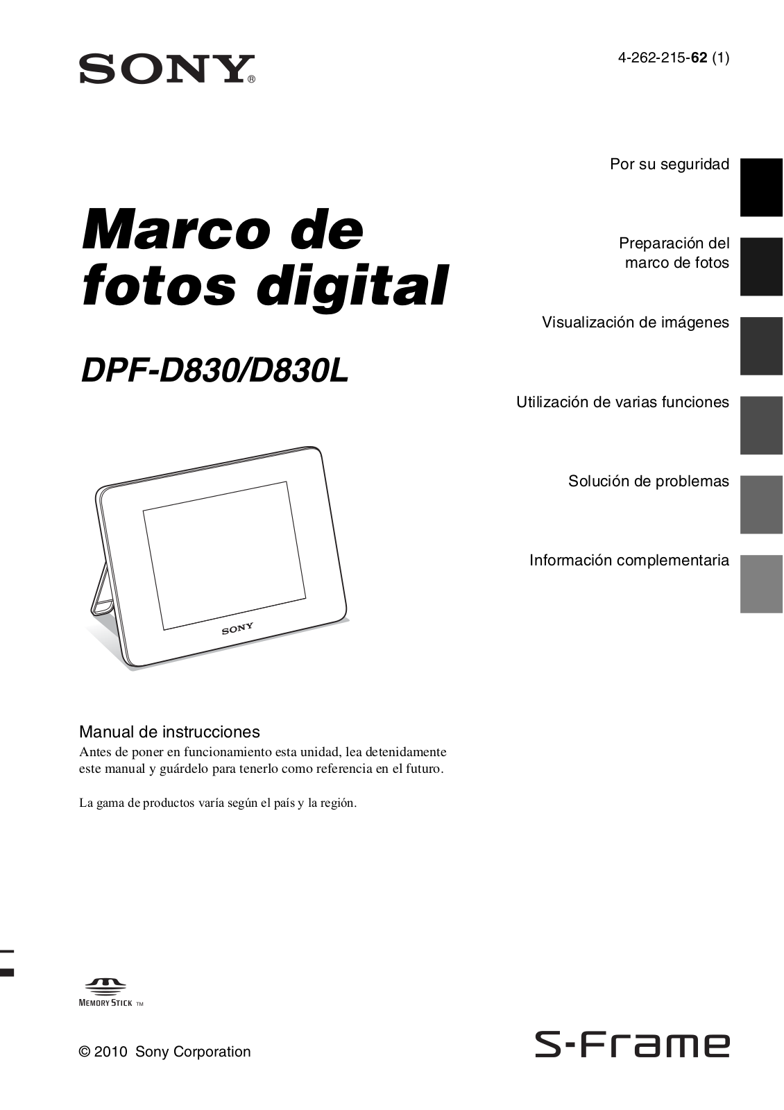 Sony DPF-D830, DPF-D830L User Manual