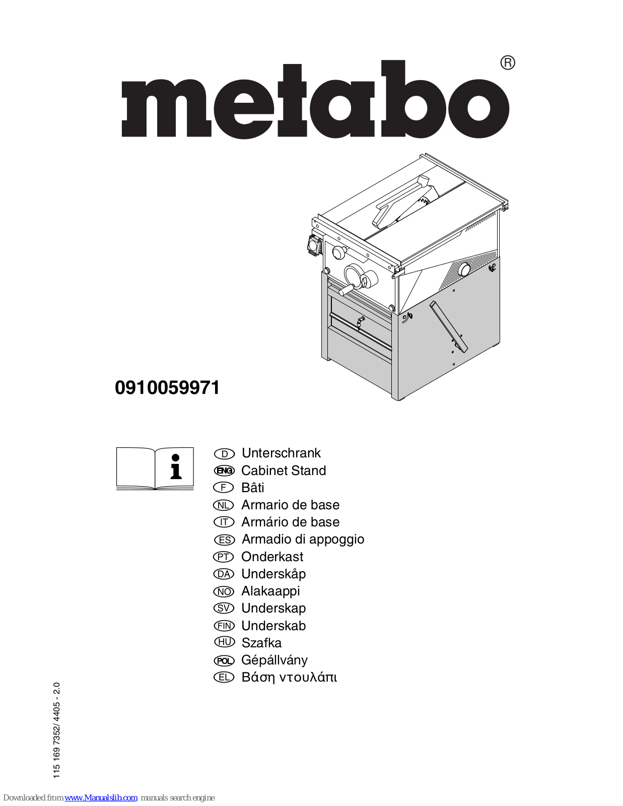 Metabo Cabinet Stand 0910059971, 910059971 Instruction Manual