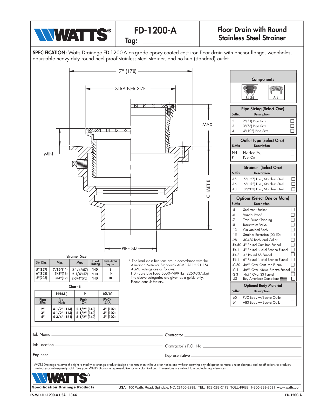 Watts FD-1200-A User Manual