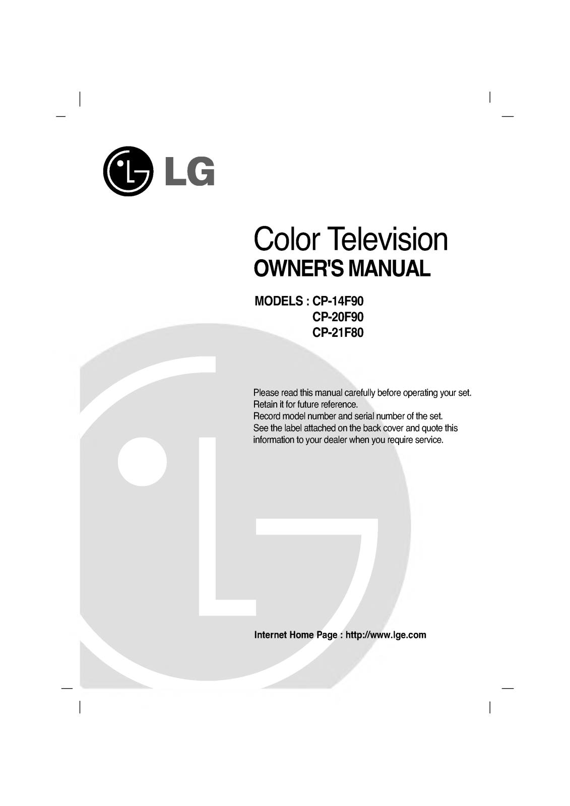 LG CP-20F90 User Manual