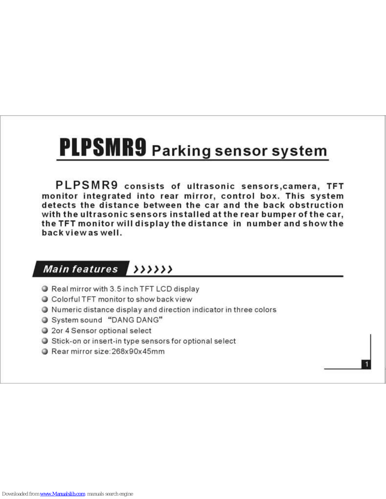 PYLE Audio Parking Sensor System PLPSMR9 Product Manual