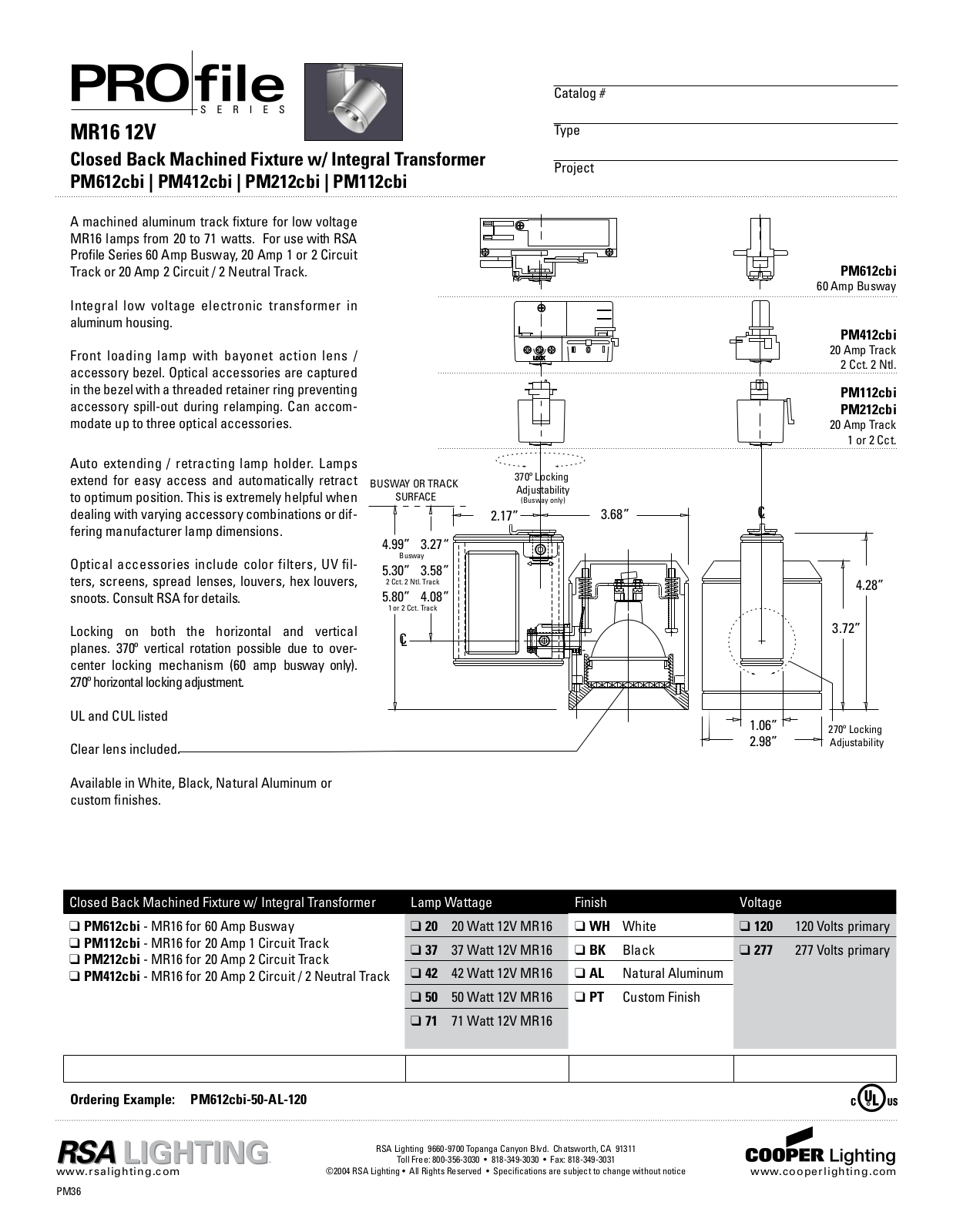 Cooper Lighting PM612cbi, PM112cbi, PM212cbi, PM412cbi User Manual